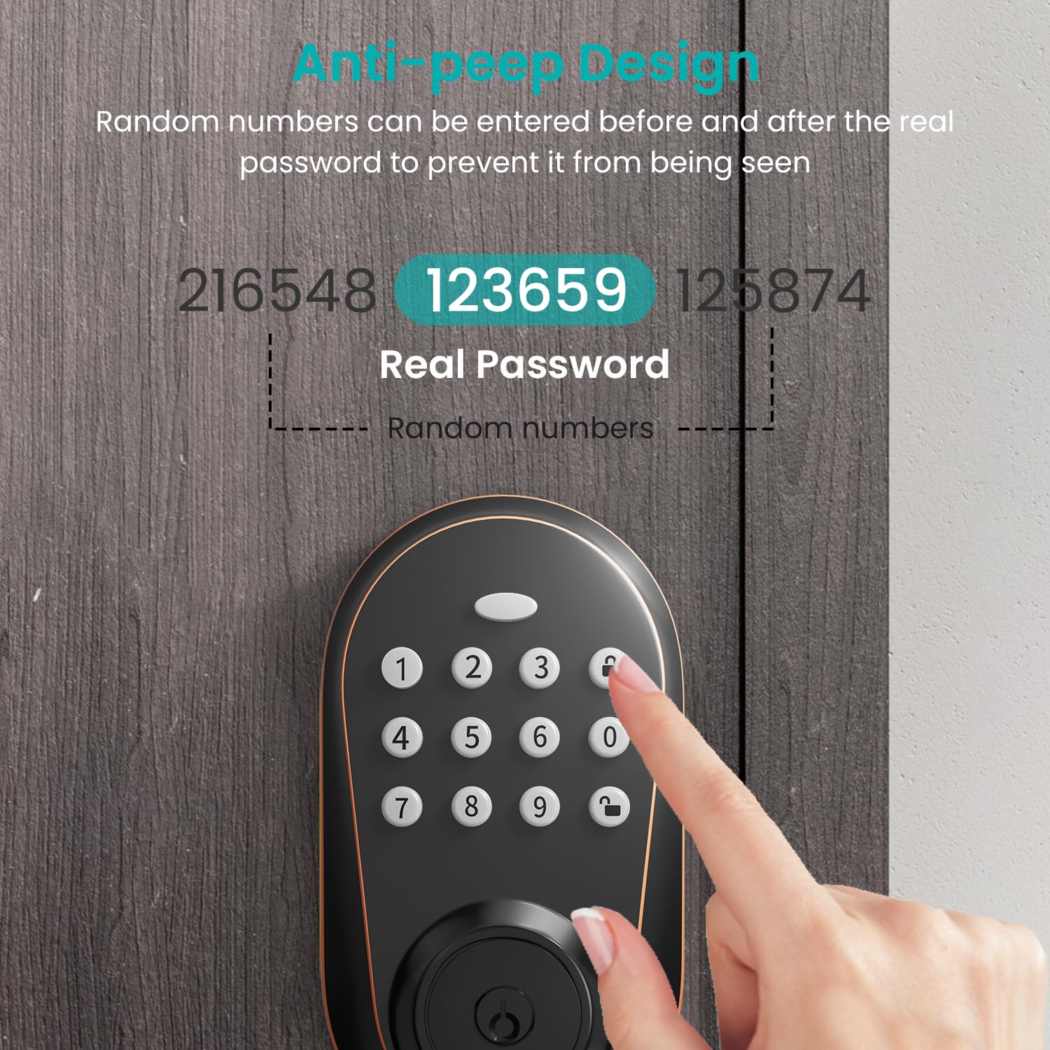 Serrure de porte d'entrée sans clé, serrure intelligente à clavier pour porte d'entrée, serrure électronique à code avec verrouillage automatique, mot de passe anti-voyant, installation facile pour la