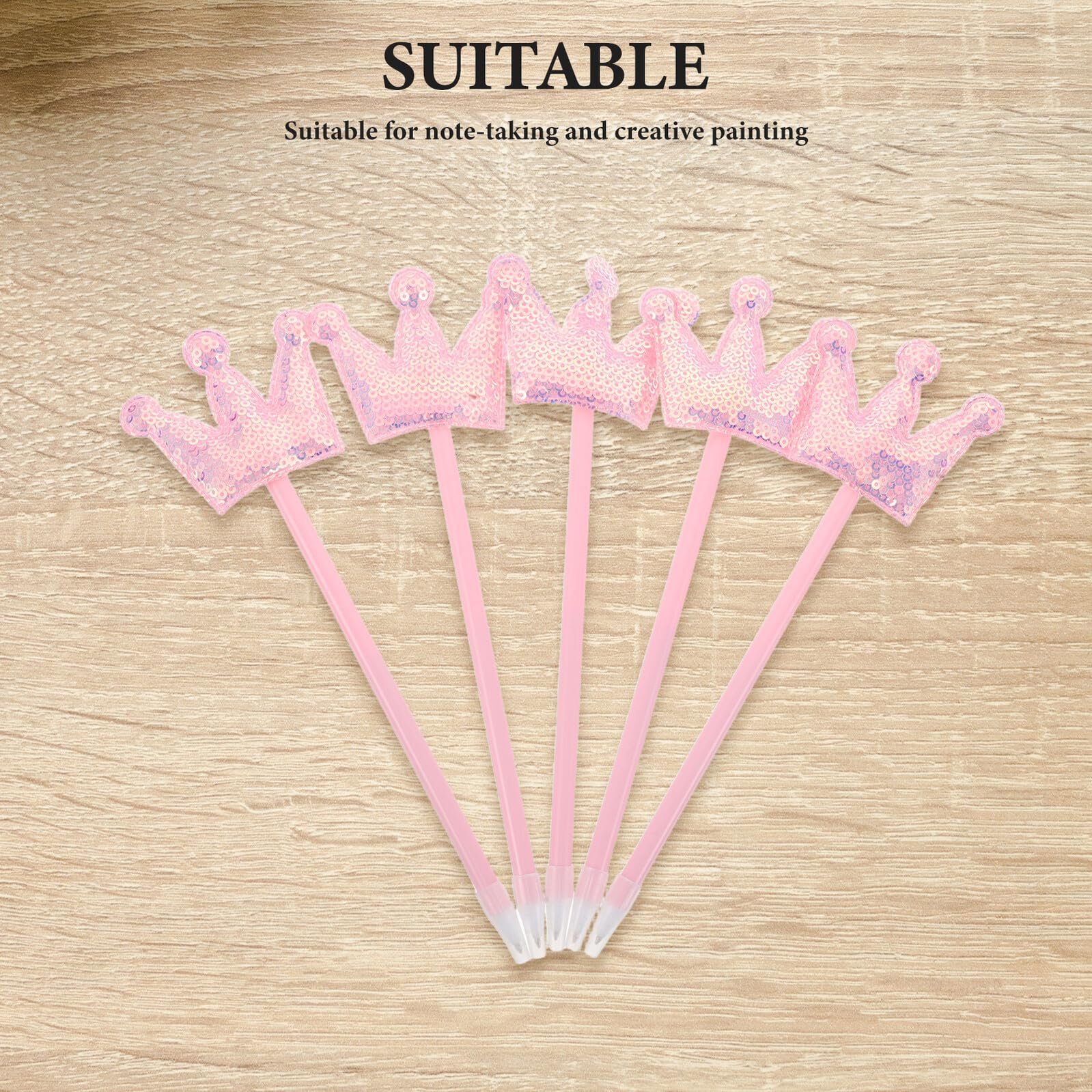 5 Pièces Stylos Bille Créatifs Paillettes Spirale avec Couronne Stylos Portables pour Filles Femmes Étudiants à École ou Cadeaux Anniversaire Roses