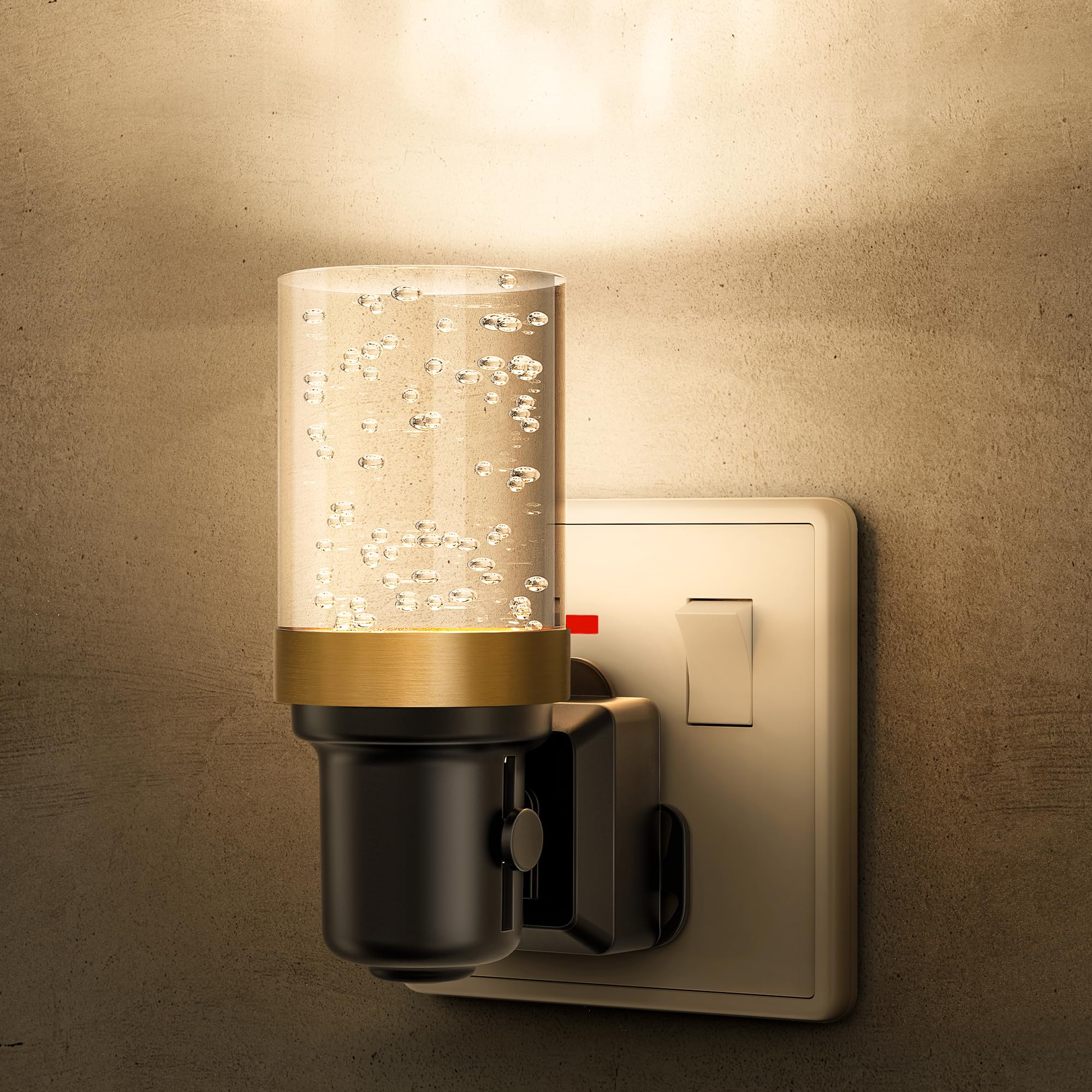 LOHAS-LED Night Light,Acrylic Plug-in Wall Light with Dusk-to-Dawn Sensor, 0-100LM Dimmable, Warm White 3000K