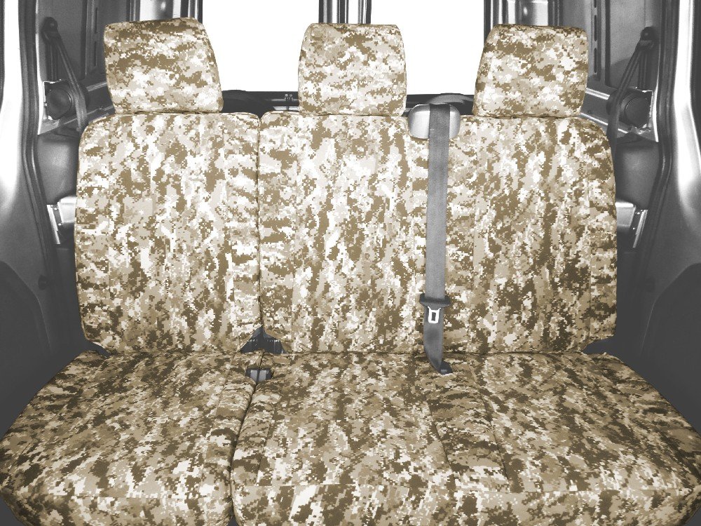 CalTrend Rear 60/40 Split Bench Seats, Camouflage Seat Covers for 2003-2009 Chevrolet Trailblazer|Chevrolet Trailblazer EXT|GMC Envoy Desert Desert Insert and Trim