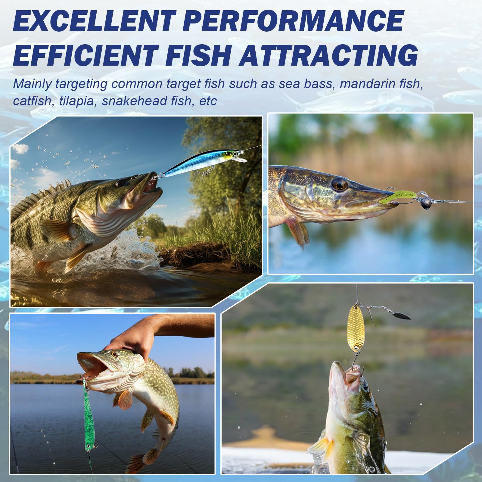 Allony Señuelos de Pesca, 83 Piezas Kit de Pesca Accesorios, Incluye Accesorios, Señuelos, Caja de Aparejos, Anzuelos y Más para Todos los Peces, Apto para Agua Dulce y Salada