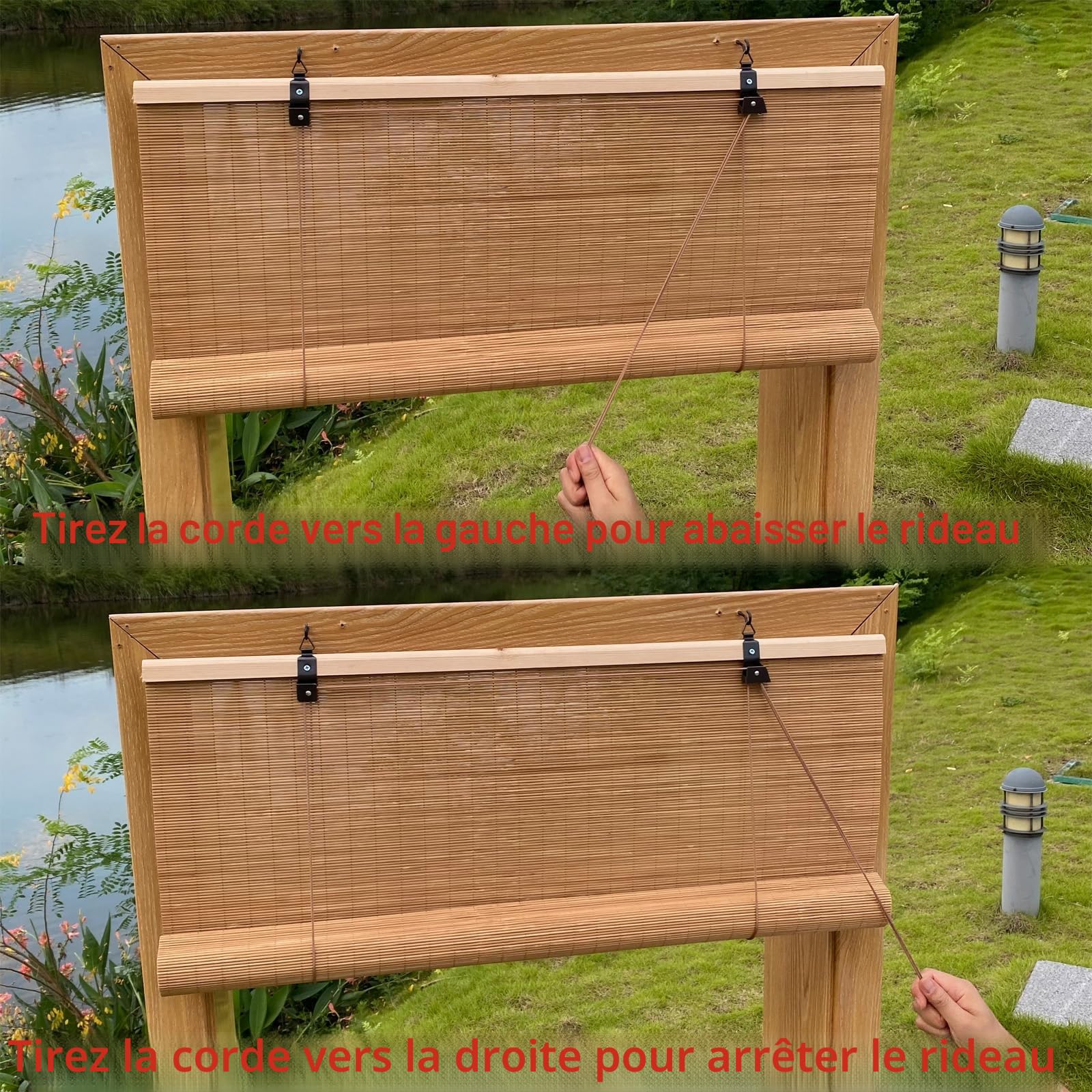 XIUXIU Stores à Rouleau en Bambou pour fenêtre - Stores enroulables pour Maison, intérieur et extérieur, terrasse C 61 x 122 cm (l x H)