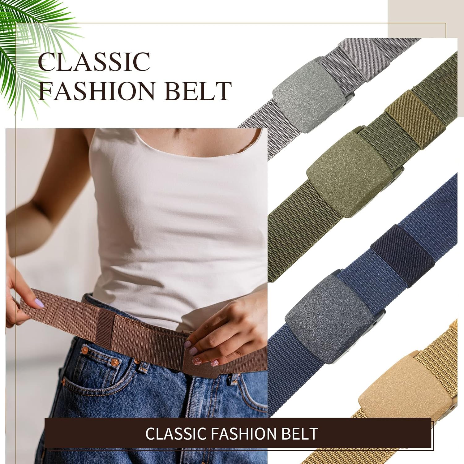 JaGely 15 Pack Nylon Hunting Belt Webbing Canvas Military Belt Tactical Men Waist Belt Web Belt with Plastic Buckle for Christmas Men Gifts Outdoor - Image 4