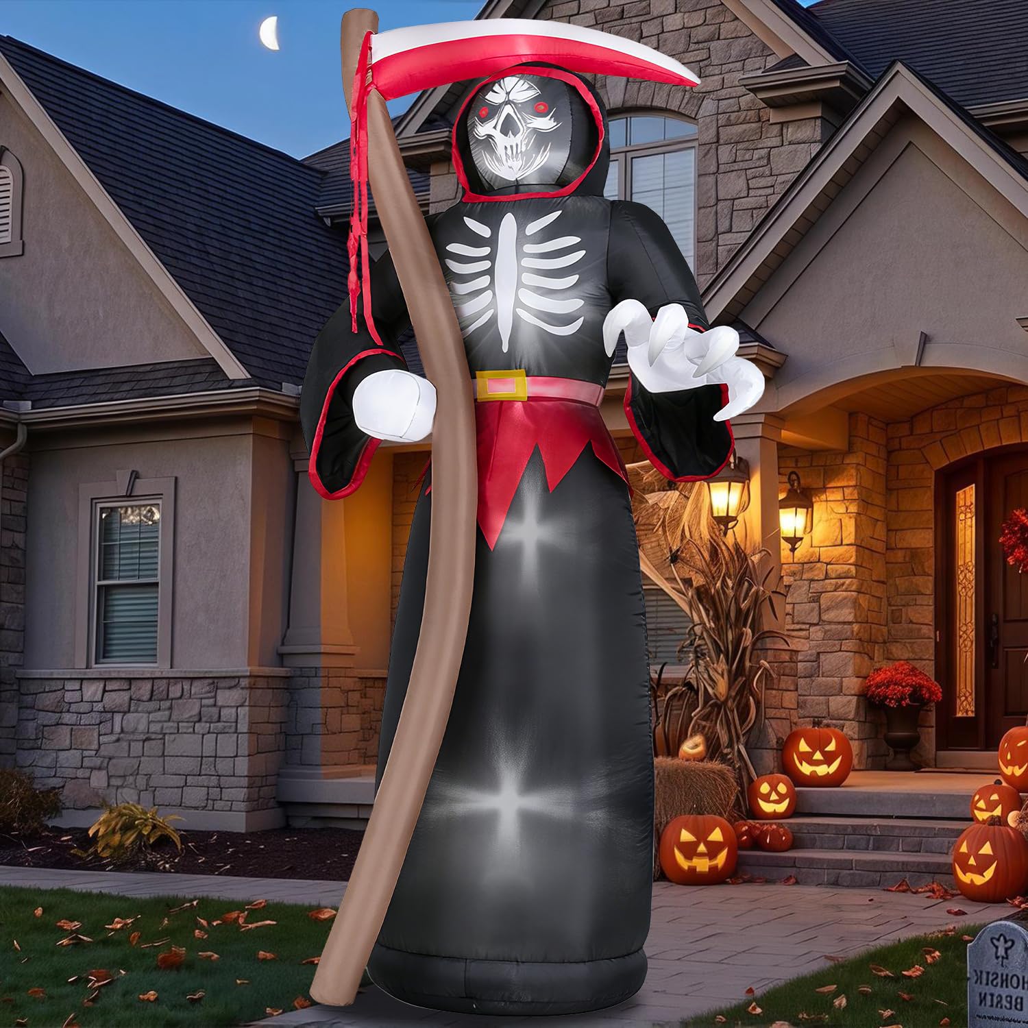 8FT Halloween Inflatable Grim Reaper LED Outdoor Yard Lawn Blow Up Decor