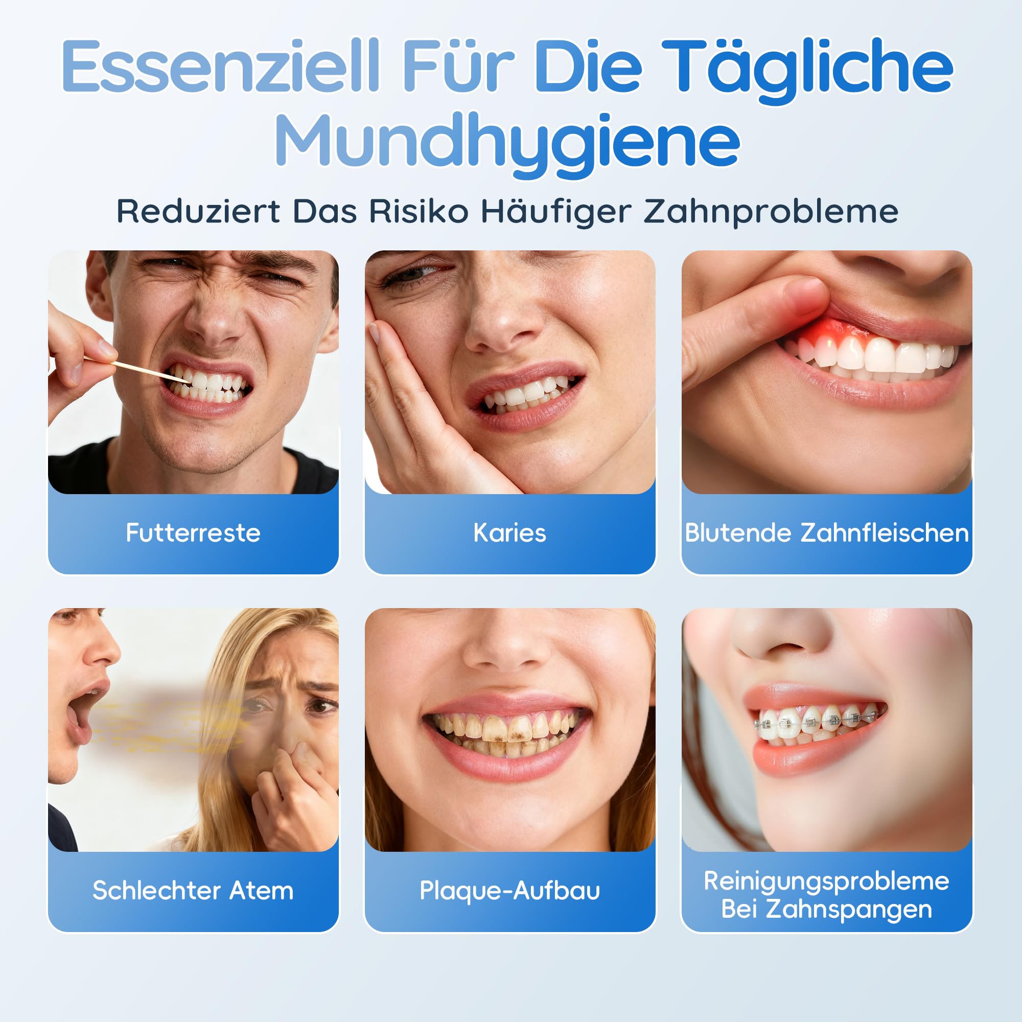 Mornwell Idropulsore Dentale Professionale Elettrico con 10 Livelli di Pressione, 6 Ugelli, 2 Modalità & Serbatoio 600ml, con Timer Integrato (Large A)