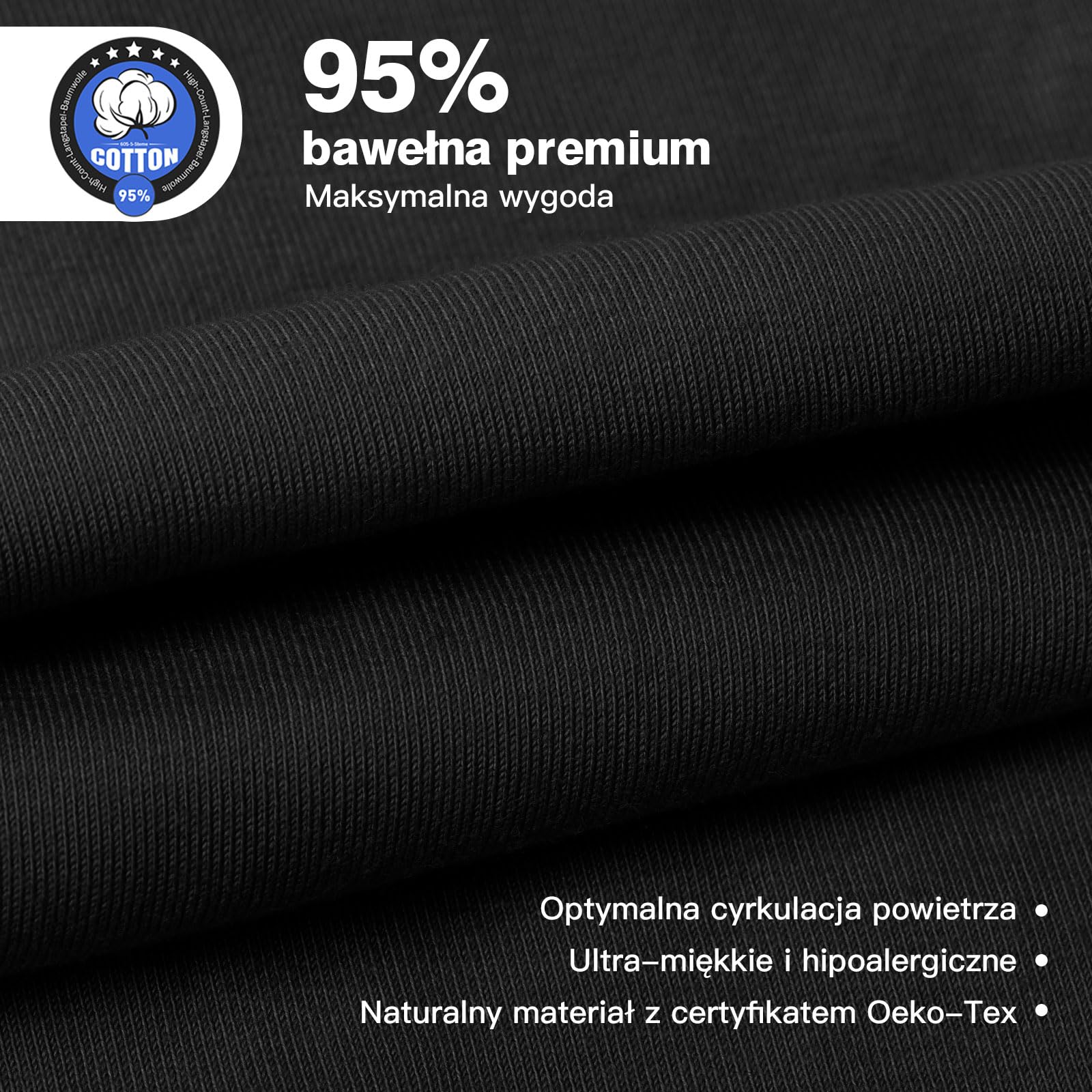Premium Bokserki Męskie, Majtki （9 sztuk）, Bawełna, Komfortowy krój i idealne dopasowanie