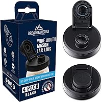 Vista 19 de Tapas para tarros Mason de boca ancha, de plástico, paquete de 4 unidades, tapa abatible hecha en Estados Unidos, agujero para bebida, a prueba