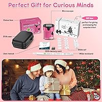 Vista 6 de Microscopio de mano 1000X para niños, pantalla 4K de 2.0 pulgadas, mini microscopios digitales de bolsillo recargables con kit de portaobjetos