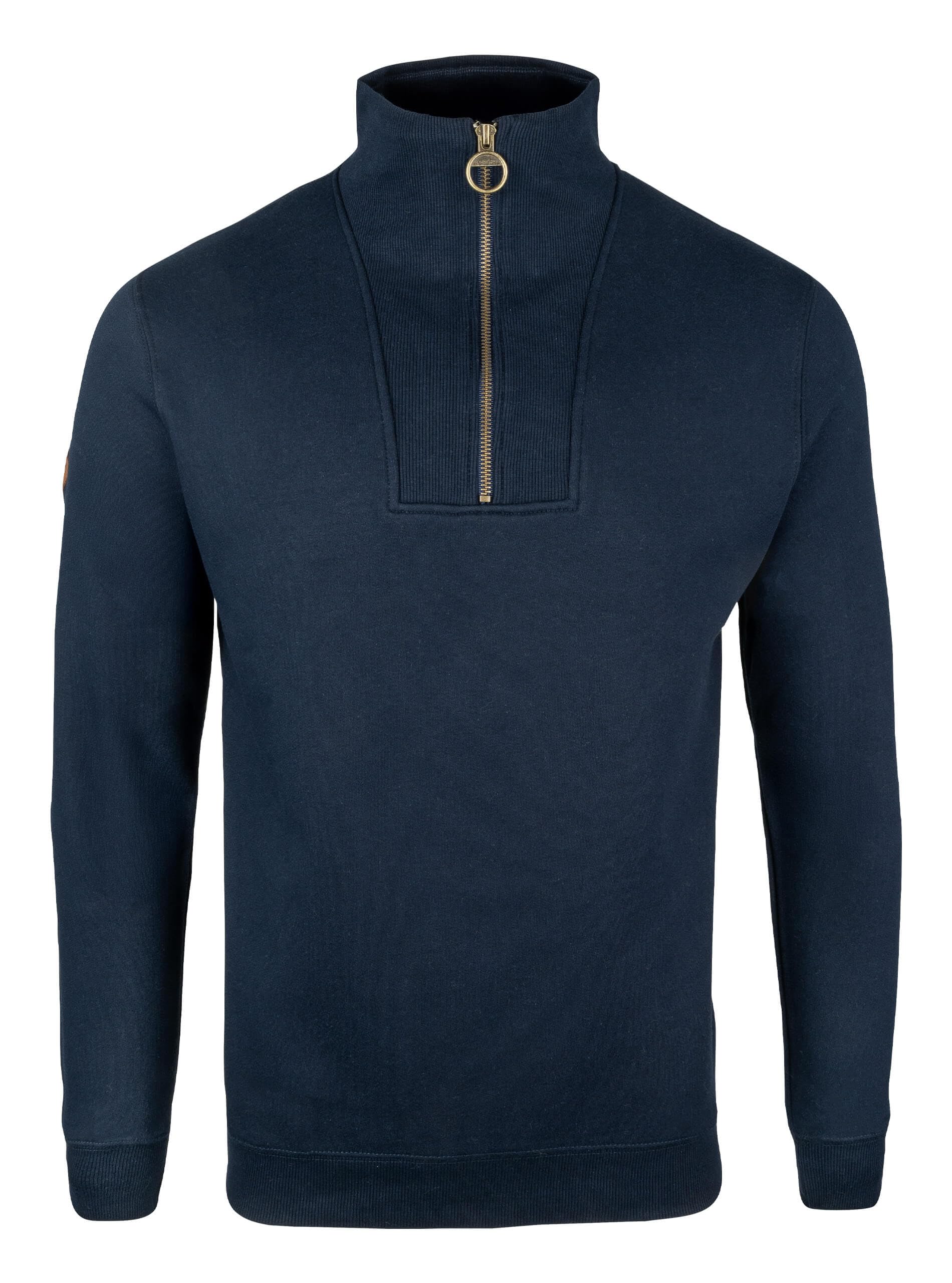 Jack Pyke Men's Navy ’S Half Zip Sweatshirt – Outdoor Countryside Jumper With High Collar & Metal Zip Ring & Ribbed Cuffs – Ideal For Mild Cool Weather, Countryside And Casual Walks - Large