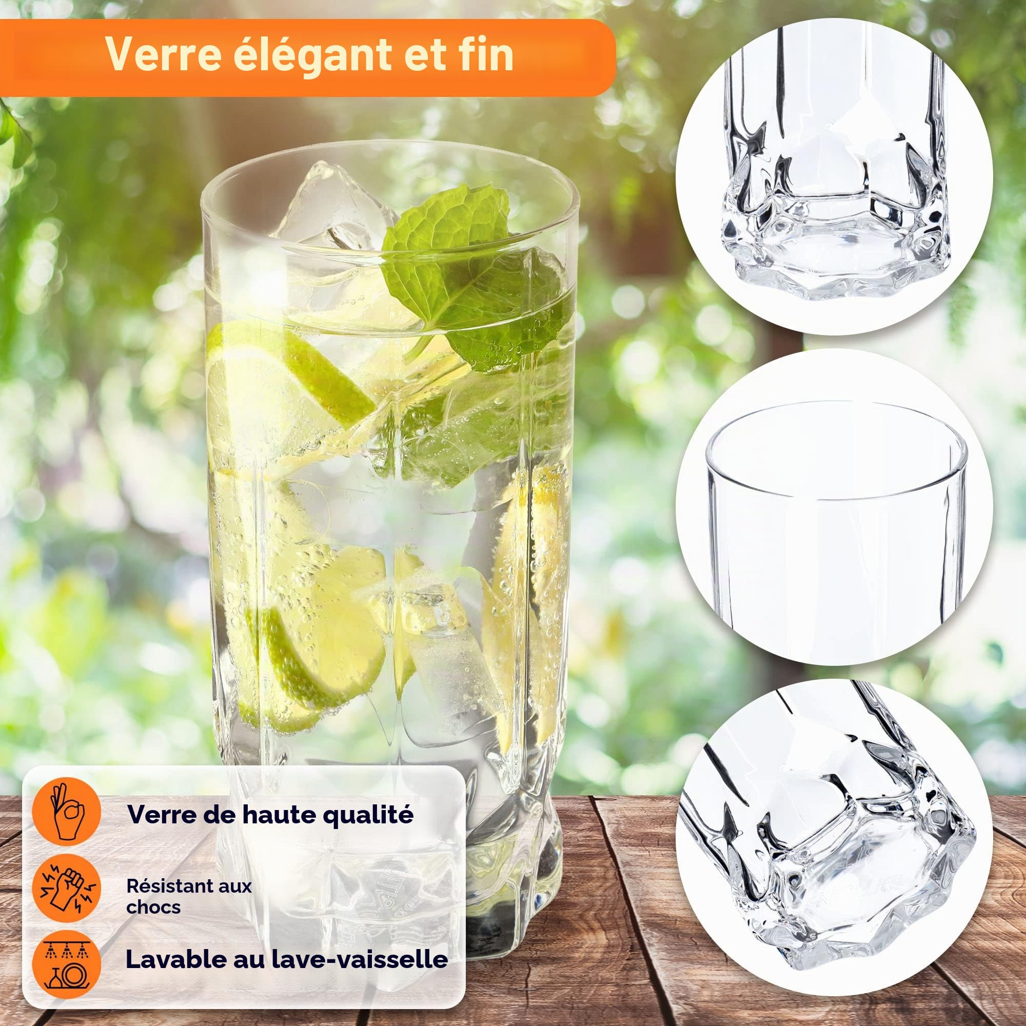 KADAX Verres à Boire pour Toutes les Occasions, Verres Transparents pour Jus, Cocktails, Eau et Soda d'une Élégance Incomparable (325 ml, Lot de 12)