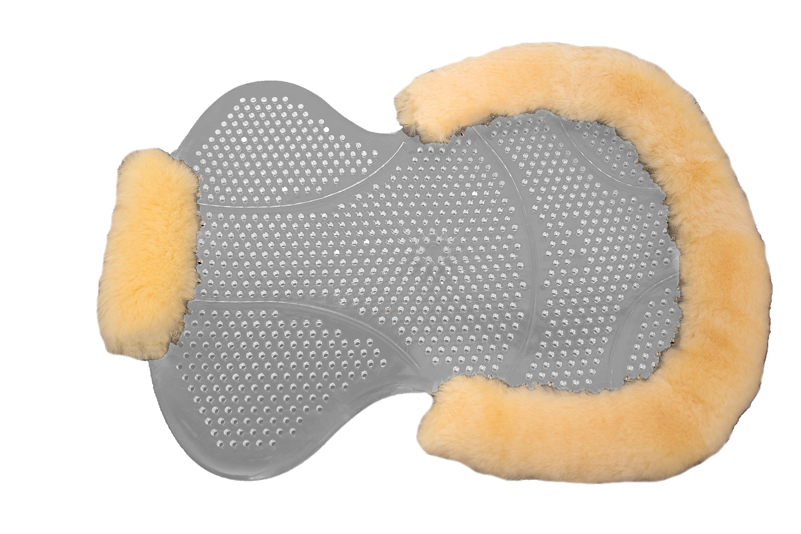 Engel Reitsport | Gel-Trim-TRA-MED | Gelpad Trim transparent | helles Gel Sattelkissen mit Lammfell Kranz | optimale Druckverteilung | Antirutsch | perforiert