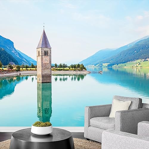 Miniatura 11 de wall26 Adhesivo mural removible para pared, vibrante otoño, bosque, río, puesta de sol, naturaleza, desierto, fotografía, paisaje rústico,