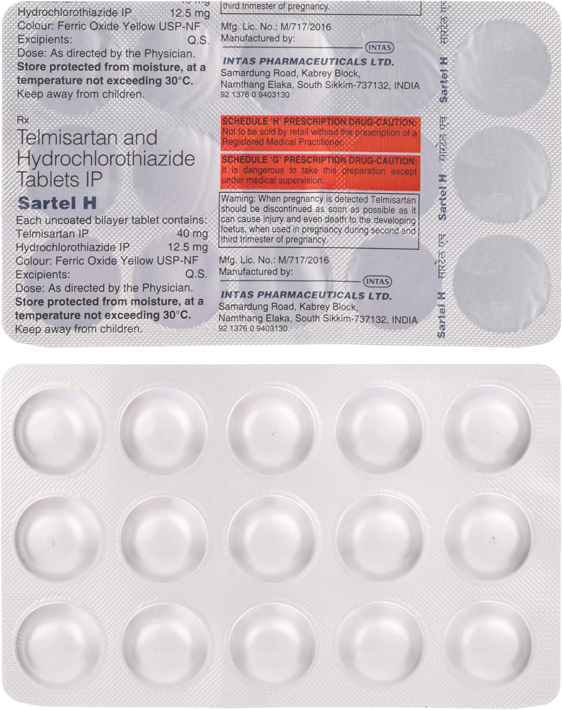 Sartel H - Strip of 15 Tablets