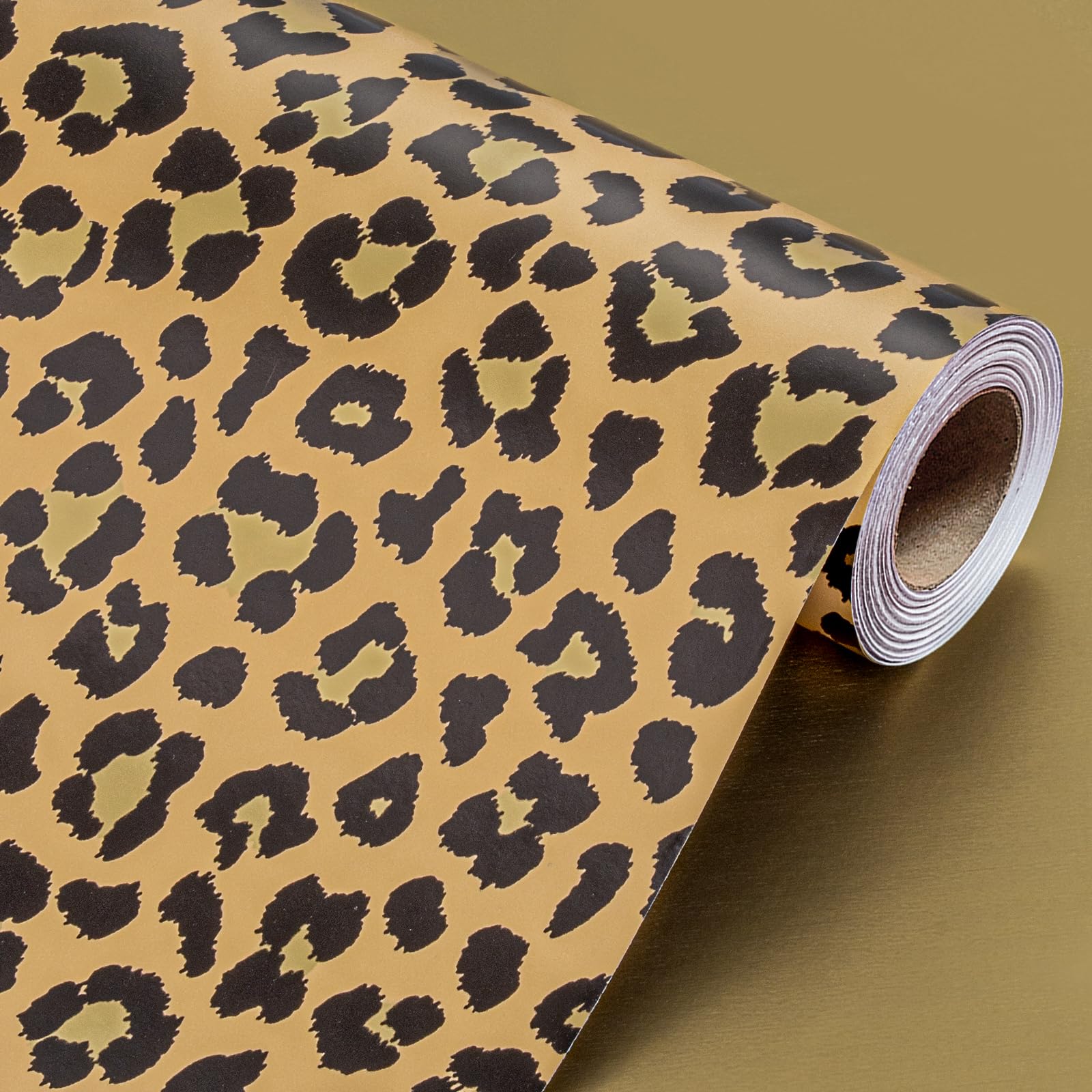 Wikadlik Reversible Leopard Print Wrapping Paper - 43cm x 10m Classic Luxury Gift Wrap for Birthday,Wedding, Graduation, Christmas — image 1