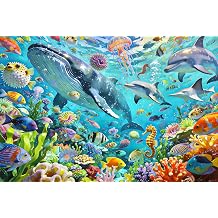 100 Piece Kids Puzzles Ages 5-10 Colorful Underwater Ocean World Jigsaw Puzzle with Whale Sea Animals Educational Learning Puzzles for Boys Girls