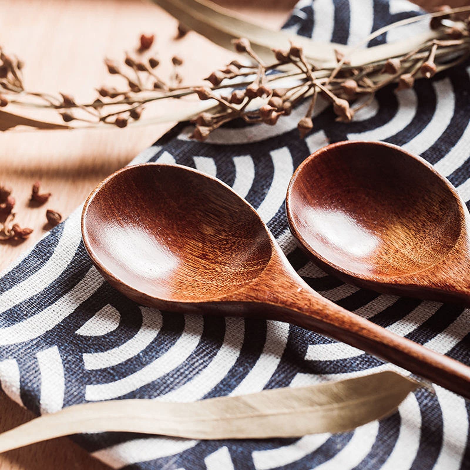 Cucharas de Café, Té 4 piezas creativa estilo japonés cuchara de madera cucharaditas hechas a mano madera helado cucharas de té pequeño agitación espirante espresso mezclando cucharas Cuchara para Coc