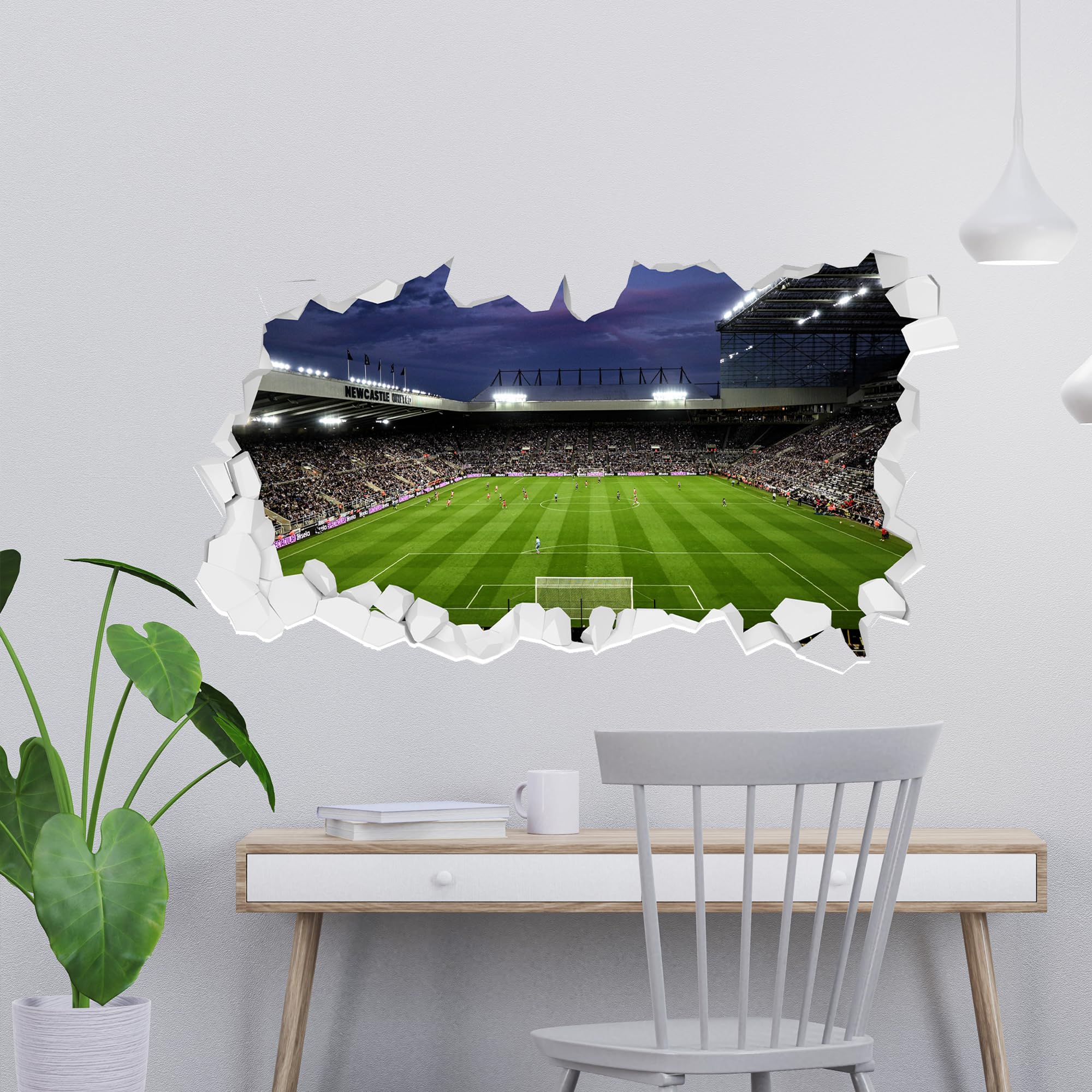 Themed Newcastle United Football Club - Stadium Night Time Broken Wall (60cm width x 35cm height)