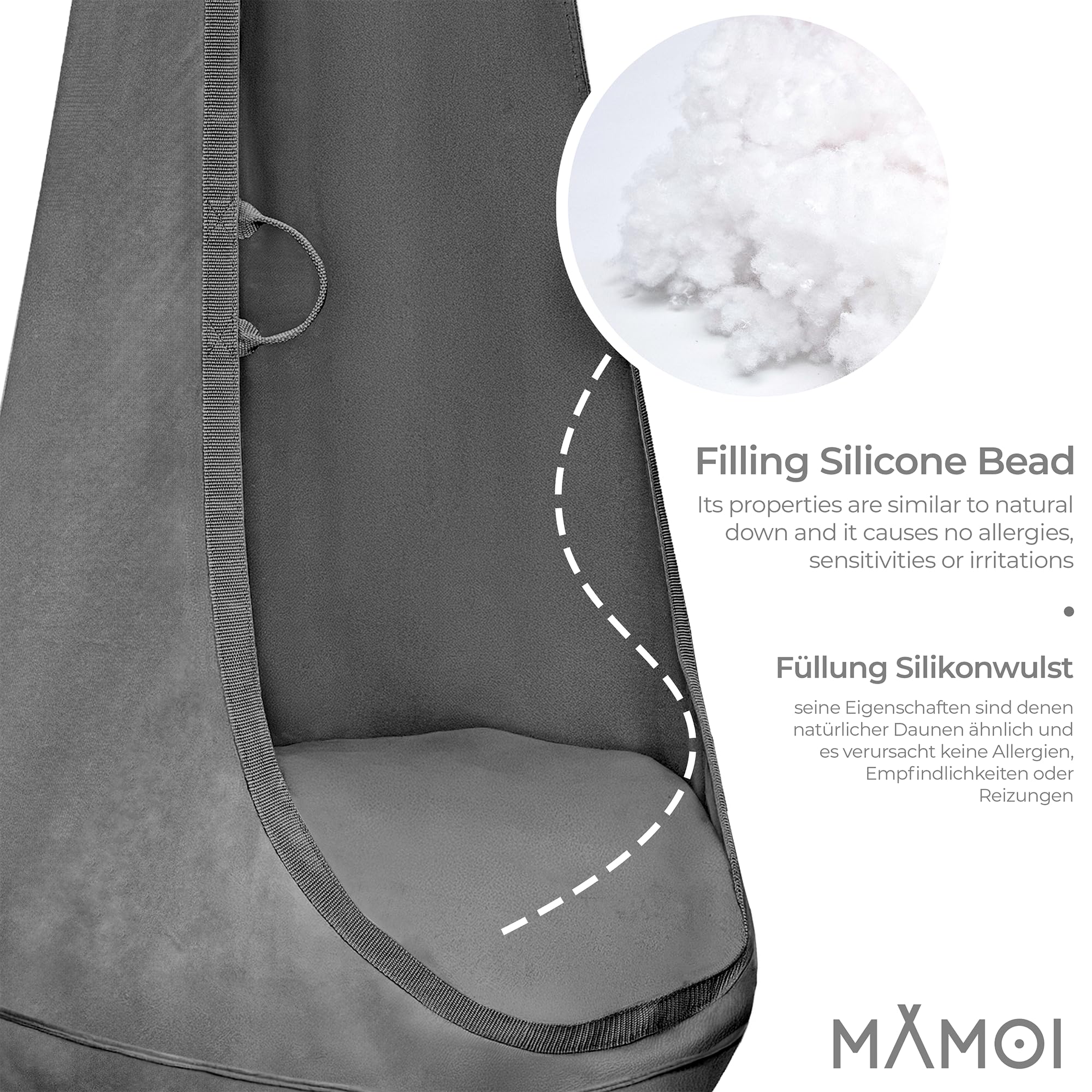 MAMOI® Capullo de Terciopelo – sillón Colgante para Interiores con cojín Suave, Asiento suspendido Elegante con Asas, Velvet Premium, Estructura Resistente con Elemento de suspensión