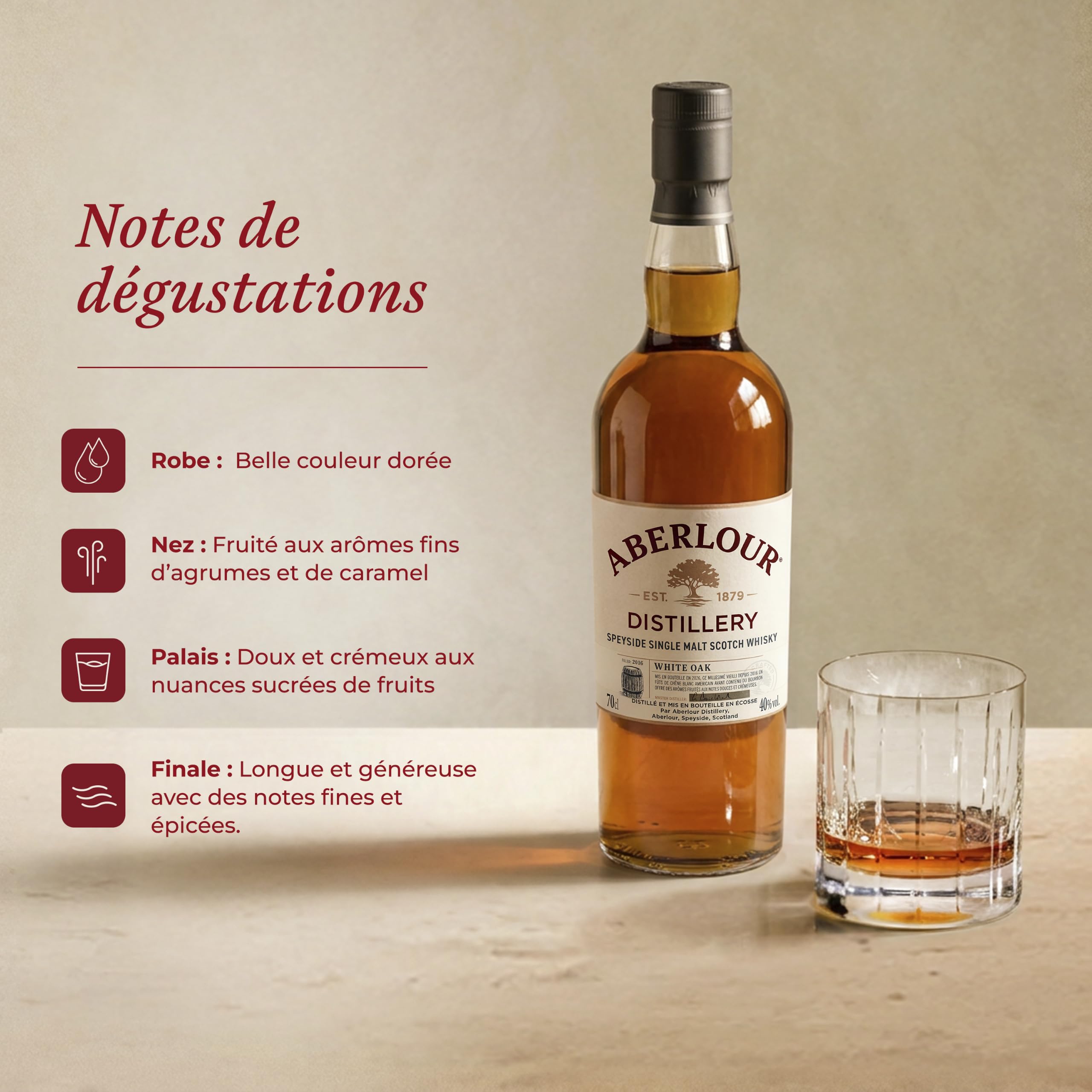 ABERLOUR White Oak Whisky Ecossais Single Malt - 40%, 70cl