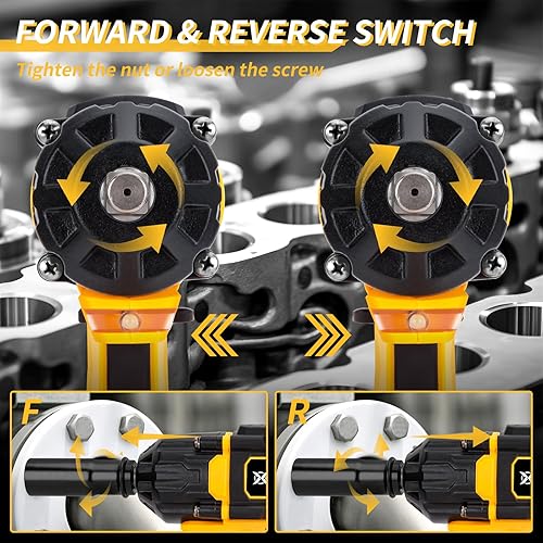 Miniatura 6 de Canbrake Llave de impacto inalámbrica, pistola de impacto de batería de 800 N.m (600 pies-libras), llave de impacto de potencia de alto par de 12