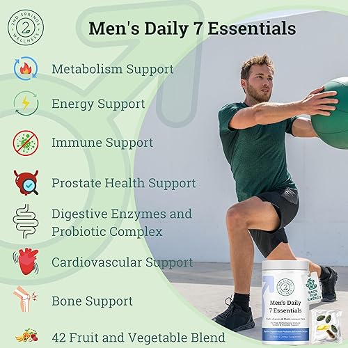 Miniatura 2 de Daily 7 Essentials - Paquete de vitaminas para hombre, paquete de 7 multivitamínicos y multiminerales para adultos, para energía, metabolismo, apoyo