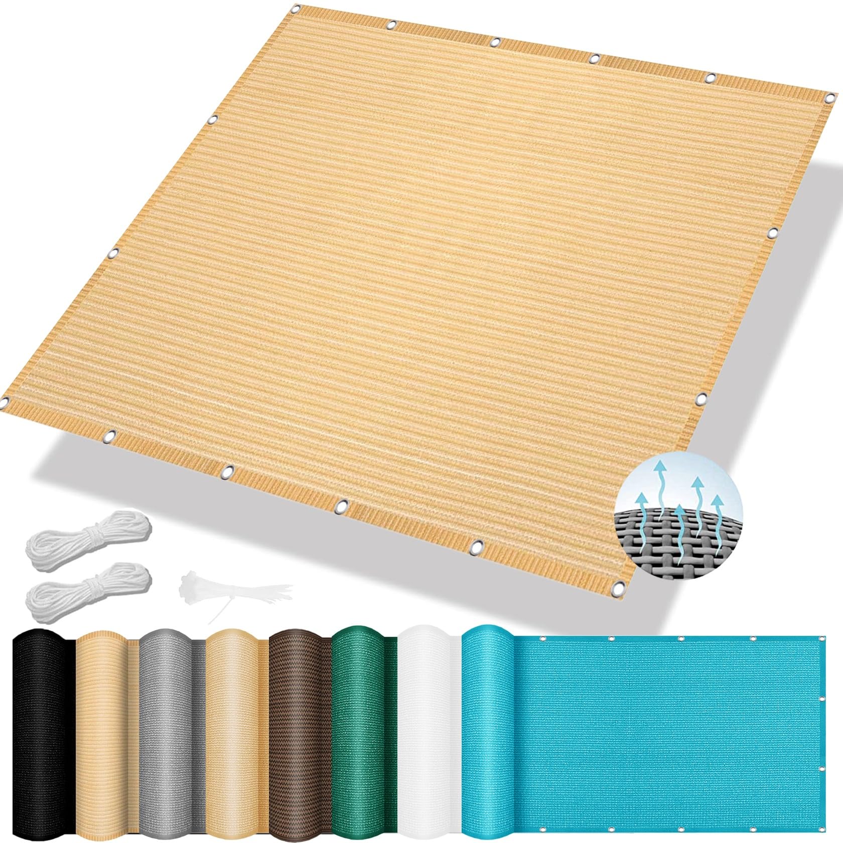 GLDYTVF Sun Shade Sail 360x950cm Premium Rectangle Awning for Carport Terrace Garden Breathable 98% UV Block Cream Color