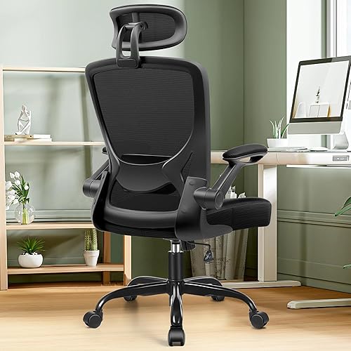 Miniatura 9 de Ergonomic Office Chair KERDOM Breathable Mesh Desk Chair Lumbar Support Computer Chair with Headrest and Flip-up Arms Swivel Task Chair Adjustable