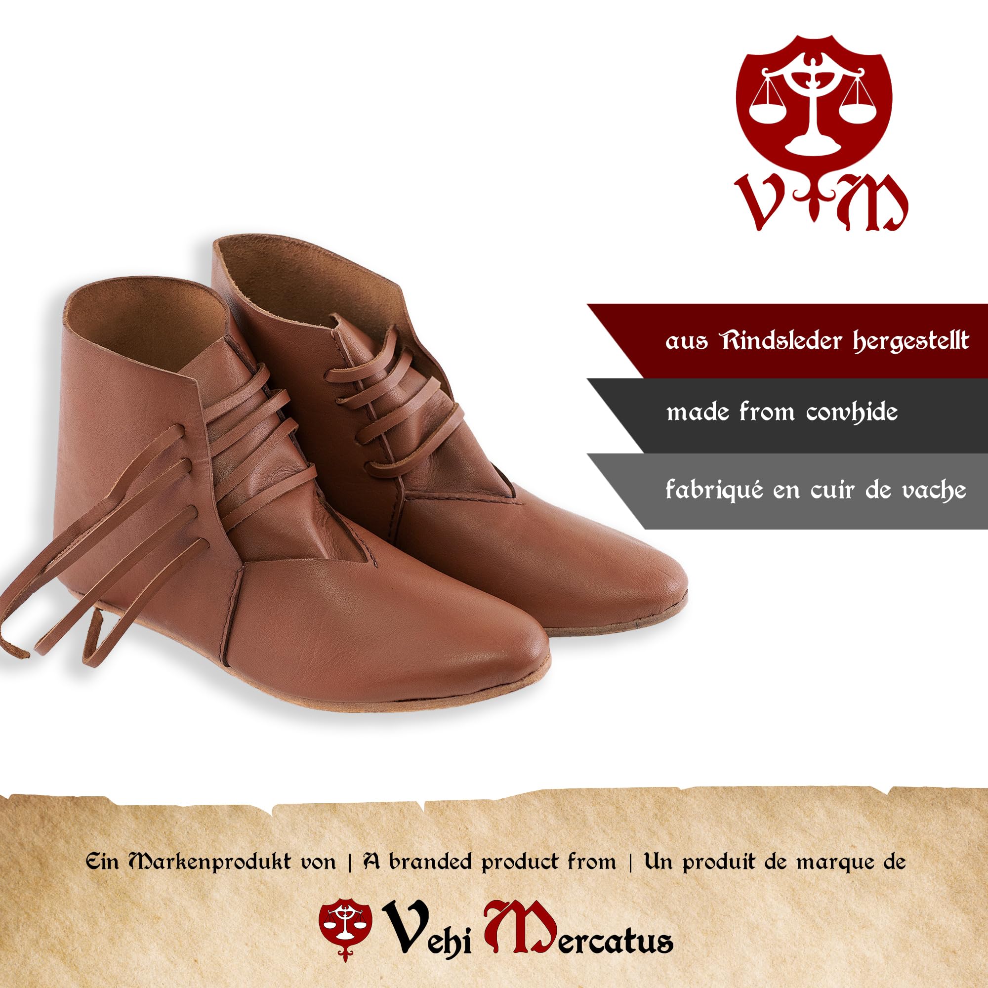 Mittelalter Schuhe Dunkelbraun mit Ledersohle London