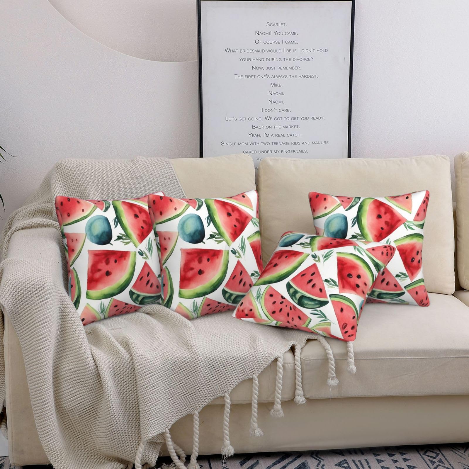 Housses de coussin pastèque haut de gamme au design artistique moderne