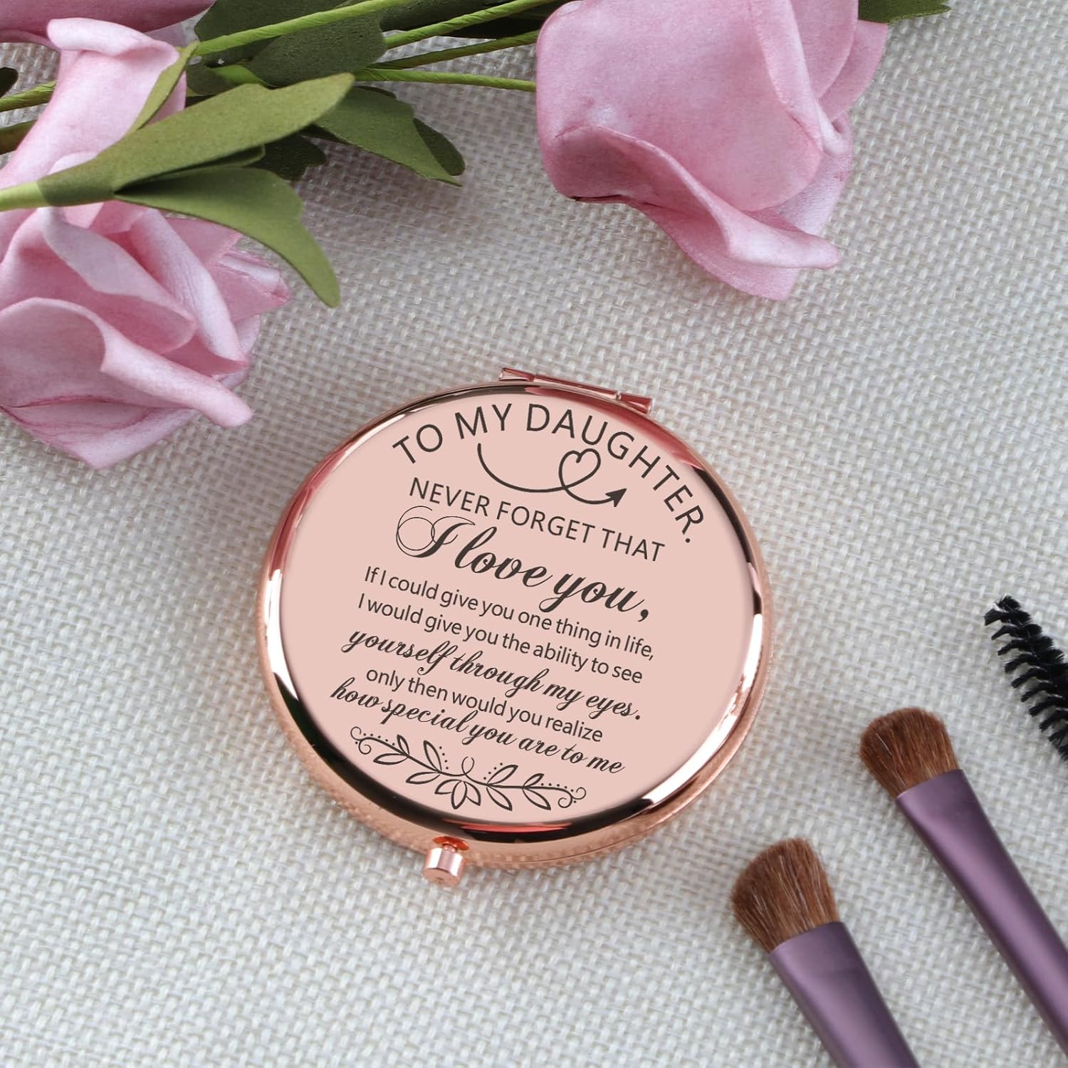 Daughter Gift from Mom Unique Birthday Gifts for Daughter to My Daughter Rose Gold Compact Mirror Christmas Graduation Gifts for Daughter from Mother - Image 4