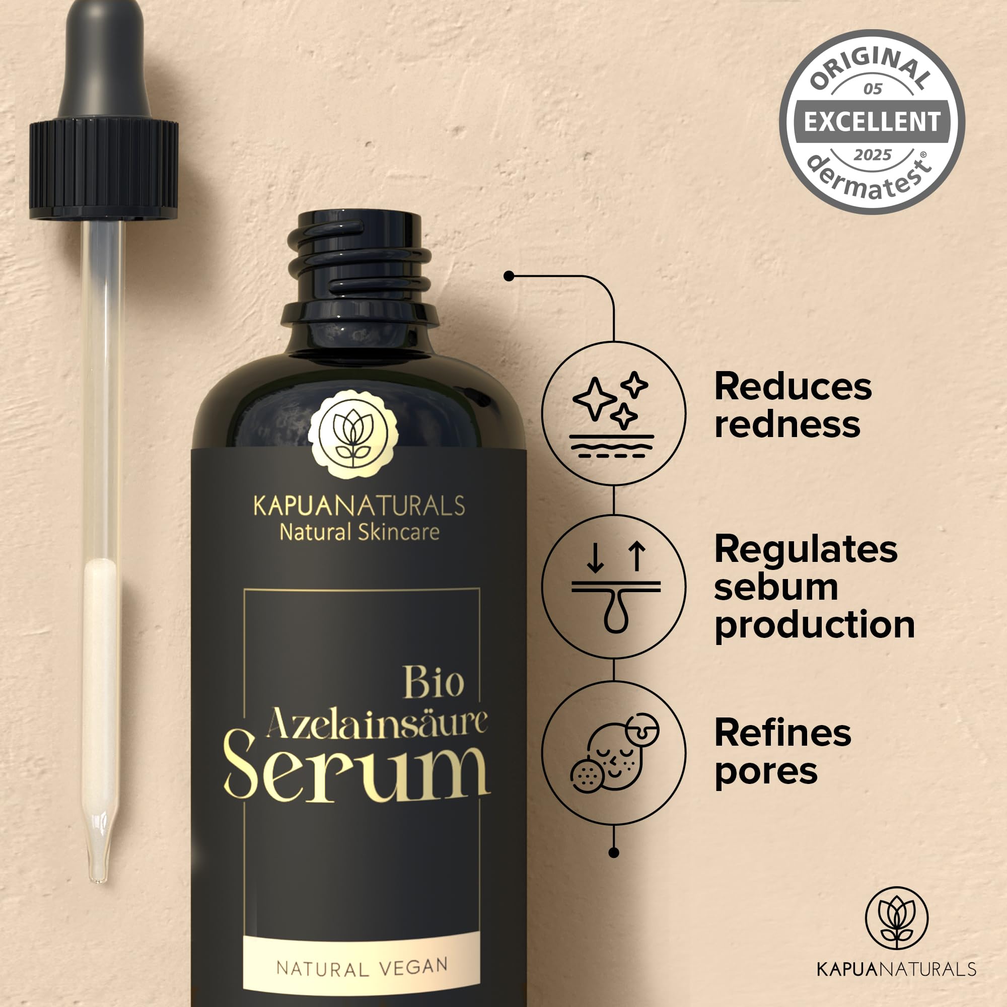 Azelaic Acid Serum High Concentration • 100ml • +Panthenol +Zinc +Calendula +Escin +Licorice Extract • Clarifying Serum for Blemished and Sensitive Skin ✓ 100% Vegan ✓ Azelaic Acid - Image 3