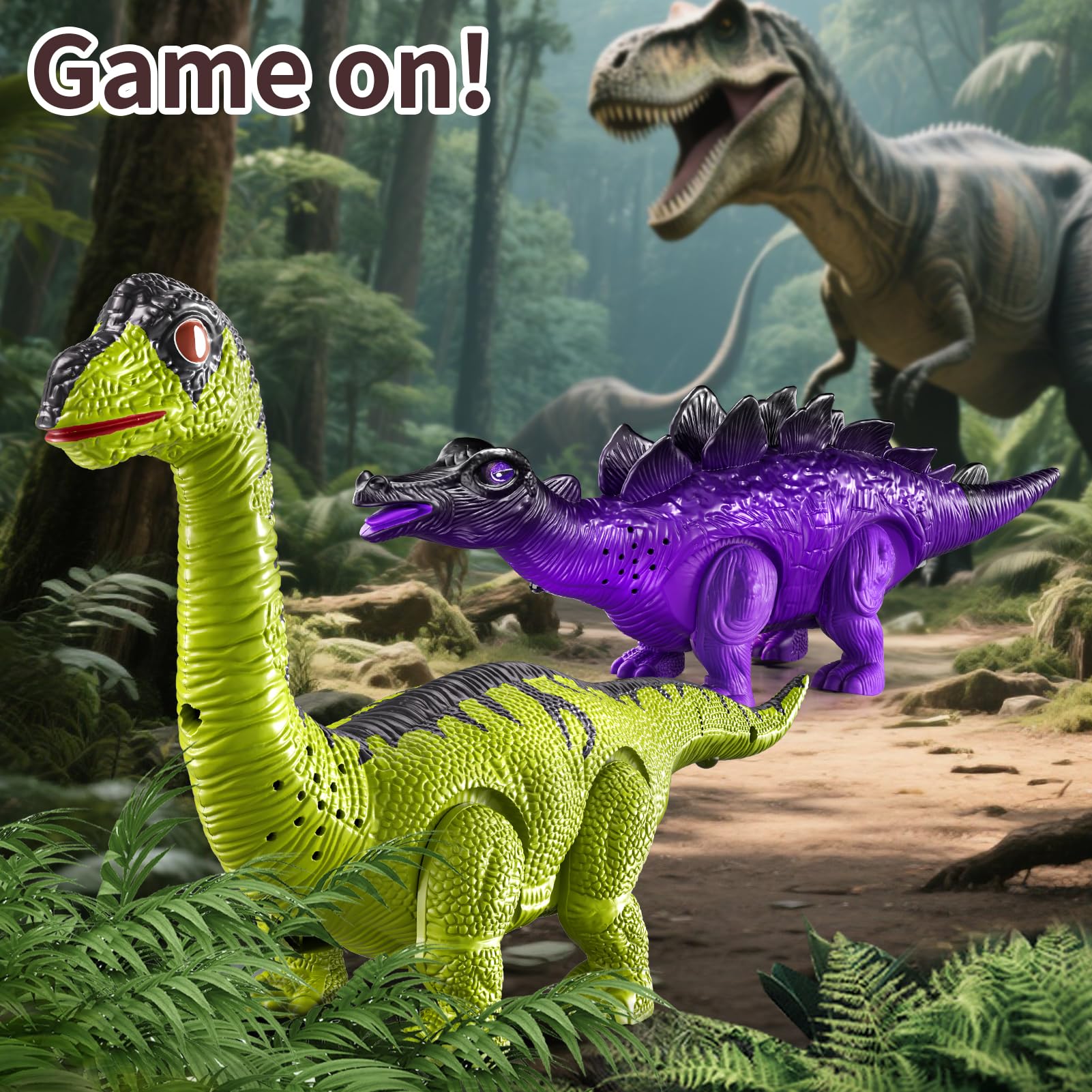 3-Pack Electronic Walking Dinosaur Toys for Toddlers 2-4, Moving Dinosaurs Toys with Lights, Roaring Sounds, T-Rex - Image 8