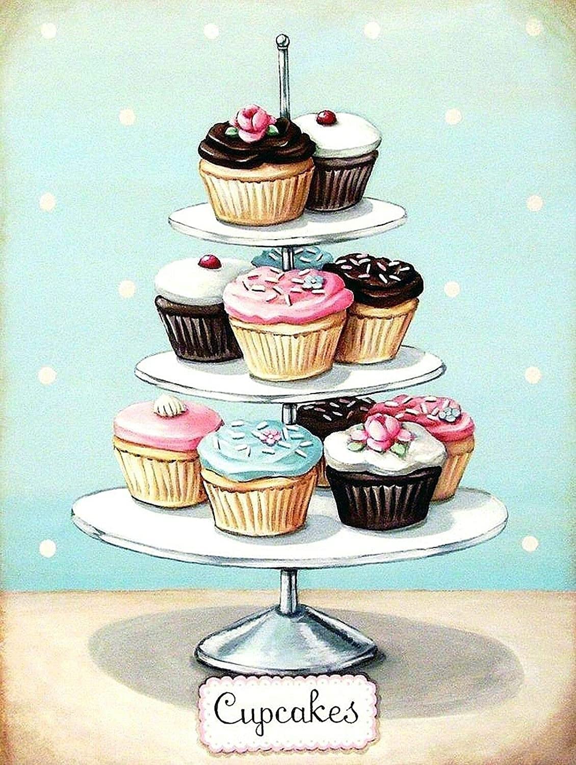 RIFOSA 6"x8" Cup Cakes Tin Metal Sign Wall Art Plaque Garden House Signs