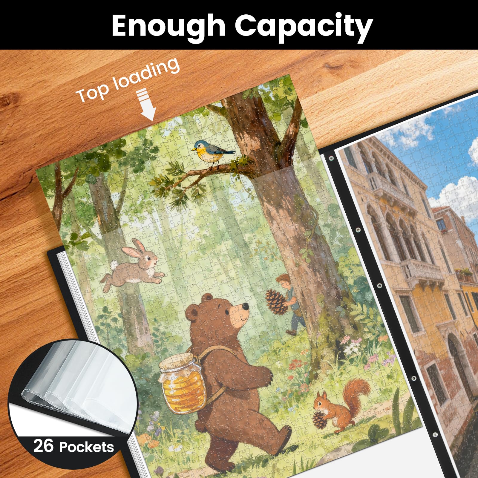 Carpeta de Almacenamiento de Rompecabezas para 1000 Piezas, Guarda Puzzles de Gran Capacidad Portátil con 26 Bolsillos, Accesorios para Puzzle de los Puzzles