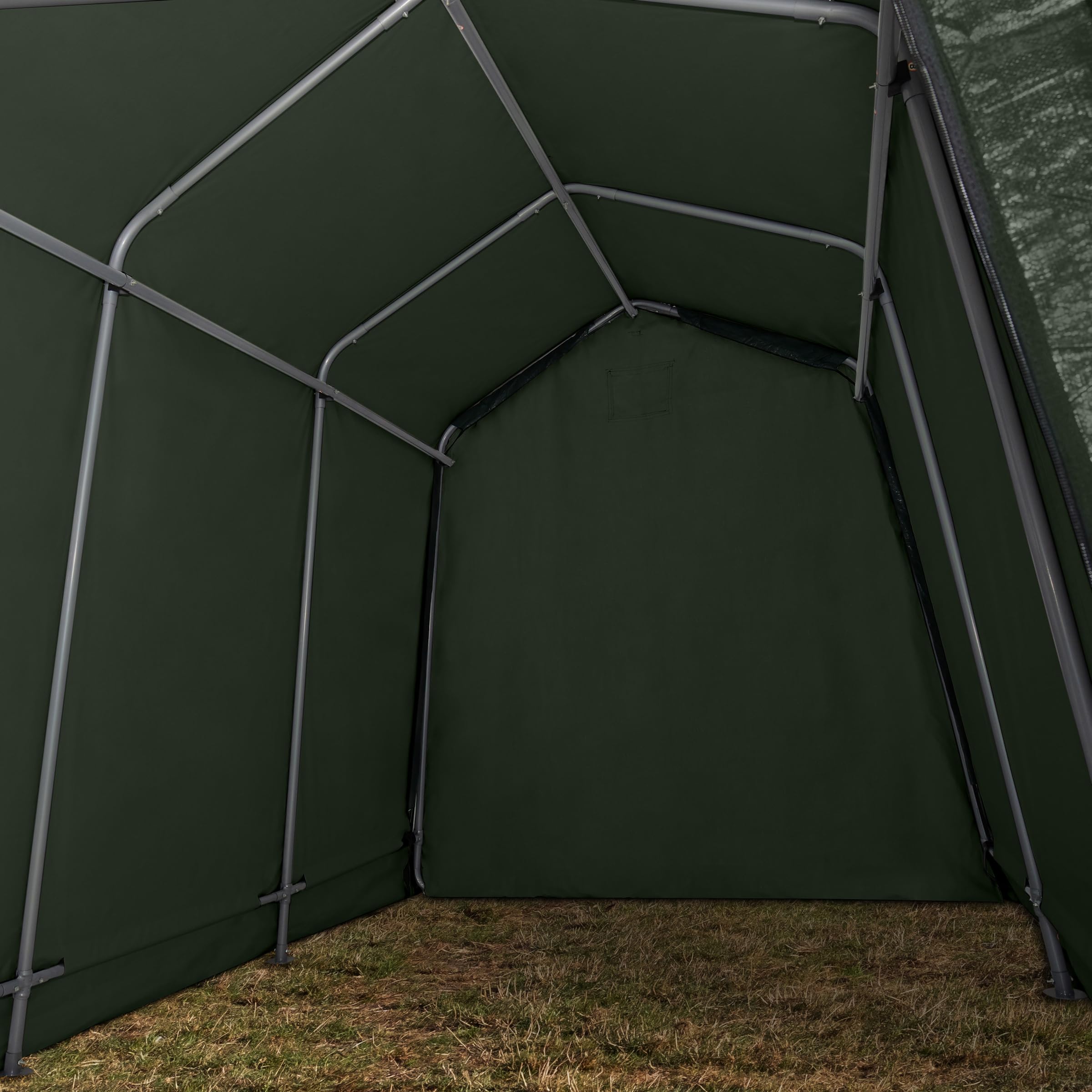 TOOLPORT Tendone Garage 2,4x3,6 m Verde PE 600 Acciaio per Moto