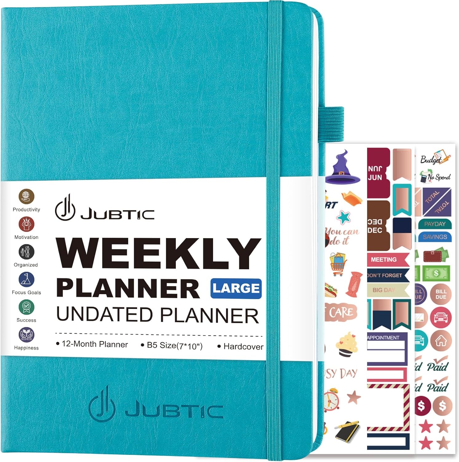 JUBTIC Weekly Planner, Large Undated Planner for Weekly and Monthly 7 * 10”, 60 Weeks School & Student Planner, Goal & Agenda Work Planner Notebook for 2025- Aquamarine Aquamarine B5-Weekly Planner