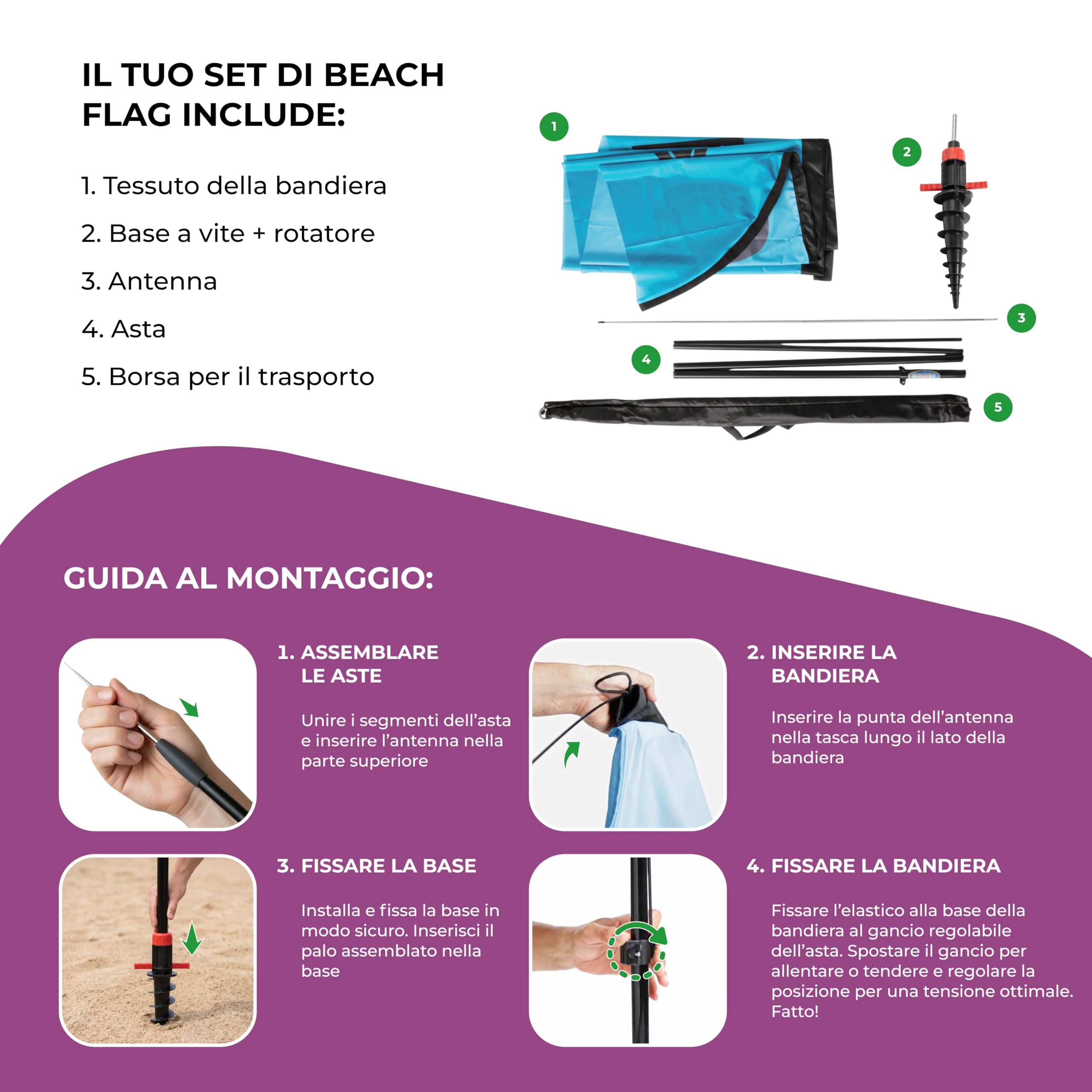 Cimpress Bandiera vela personalizzata 2,6 m, aggiungi il tuo logo o testo, bandiera pubblicitaria double face beach flag con asta per pubblicità esterna, eventi, ristorazione e immobiliare