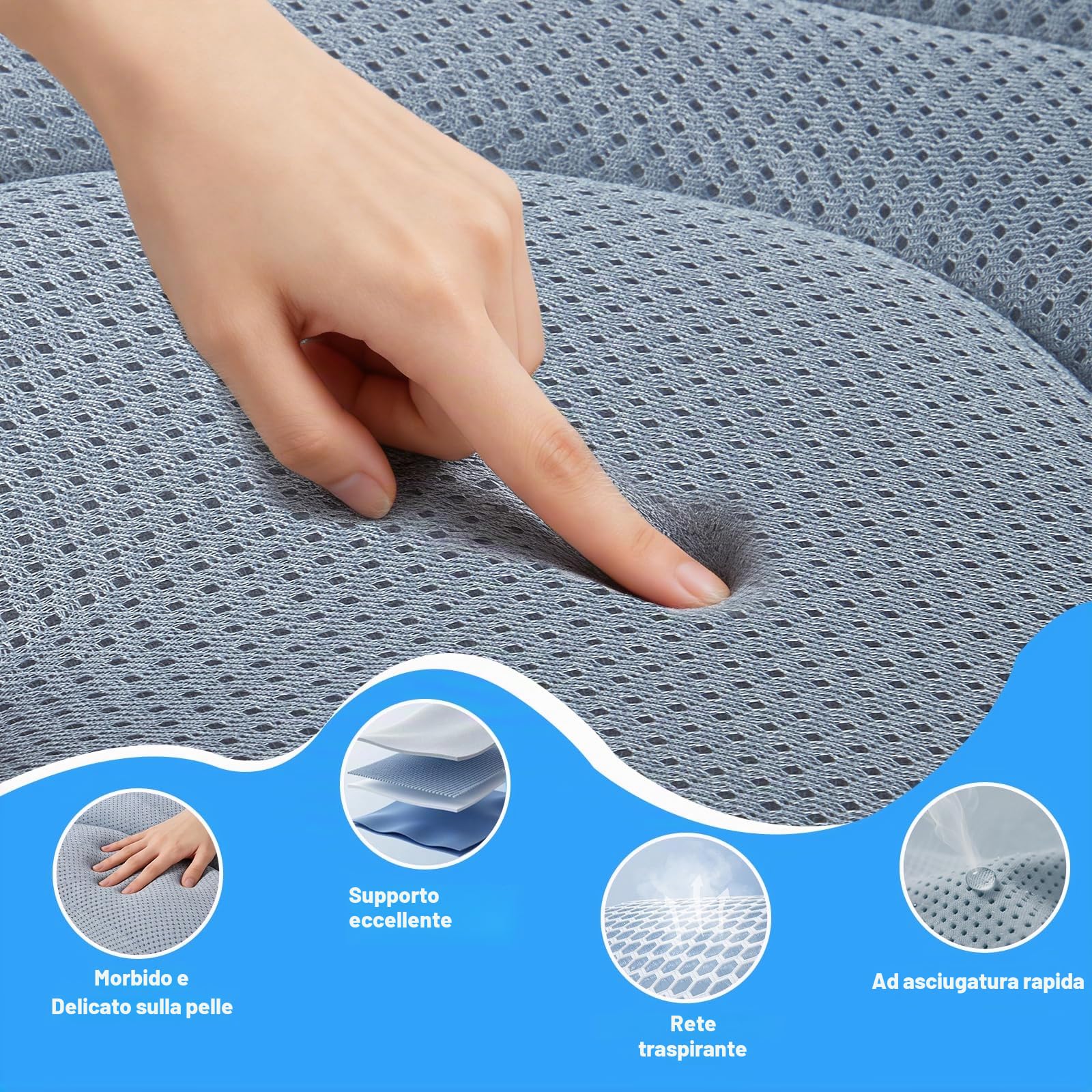 Cuscino per Vasca da Bagno a Corpo Intero, 125×40 cm per Altezza del Corpo 160–180 cm, Adatto Solo per Vasche da Bagno Lisce, Asciugatura Rapida, Amichevole per la Pelle