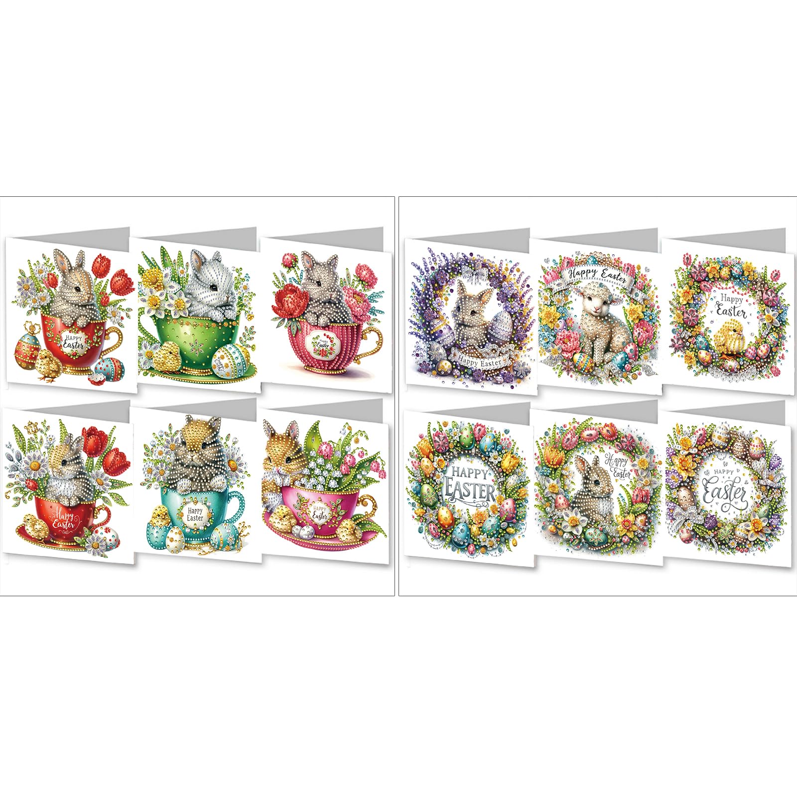 CXINLky 5D DIY Diamond Art Painting Cards Easter, 2025 Novelties Diamond Art Painting Cards, 6 Pieces Diamond Art Cards Birthday, Easter Card Holidays for Family, Friends-2 Pieces
