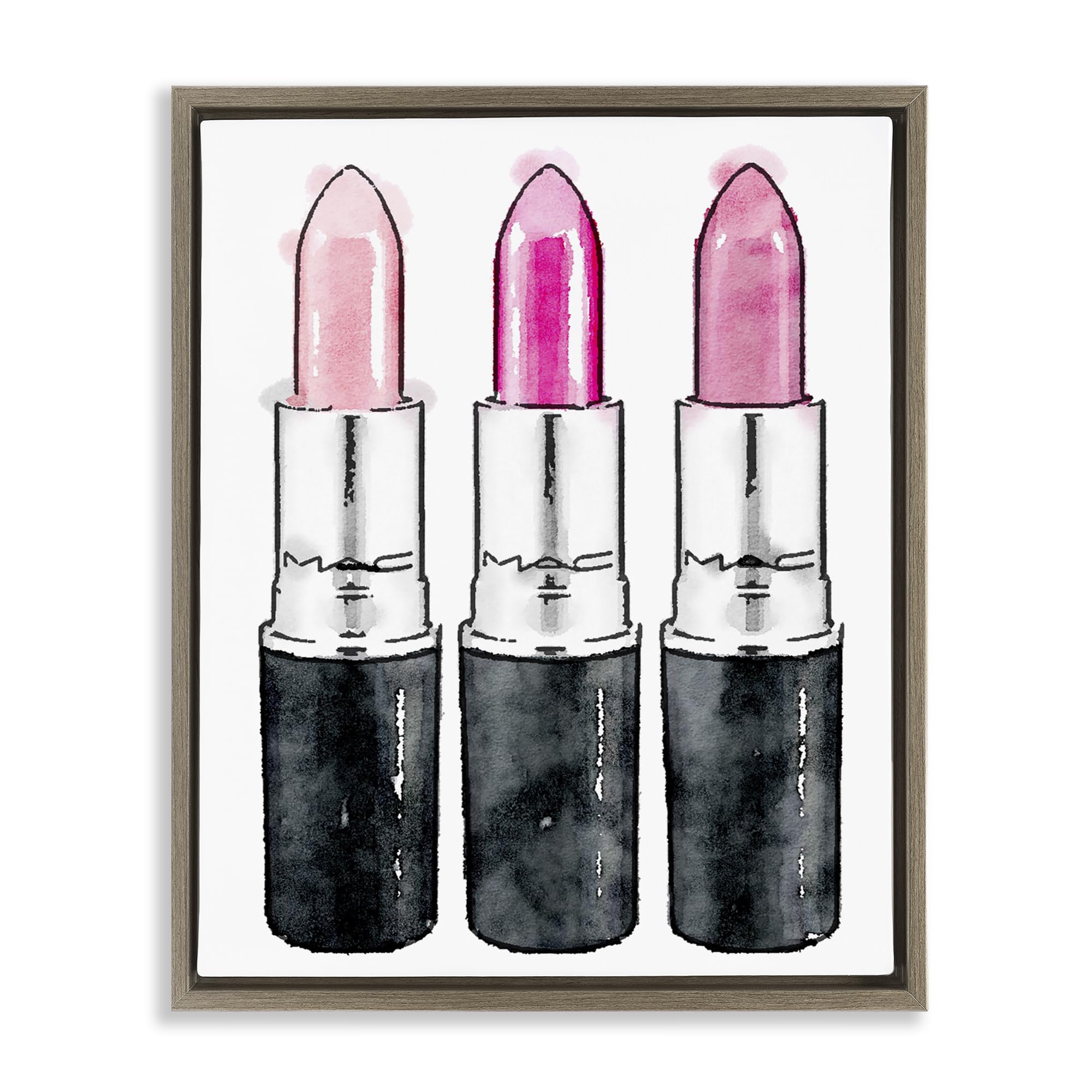 Stupell Industries 'Three Pink Lipsticks'| Floating Frame Canvas Art