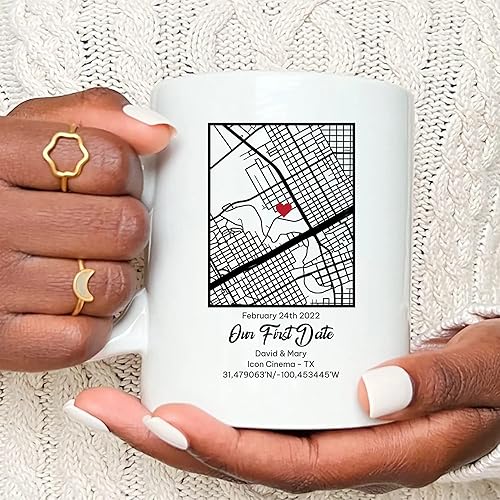 Miniatura 3 de Taza personalizada con texto en inglés Our First Date taza personalizada para el día de San Valentín el aniversario perfecto regalo de compromiso