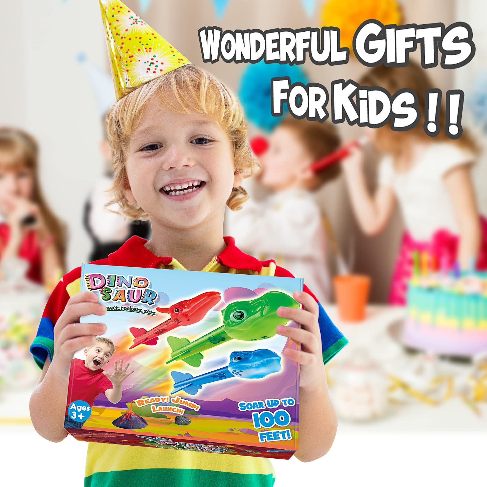 Anginne Dinosaurios Cohete Juguete, Juegos al Aire Libre en Familia - Regalos Cumpleaños para Niños