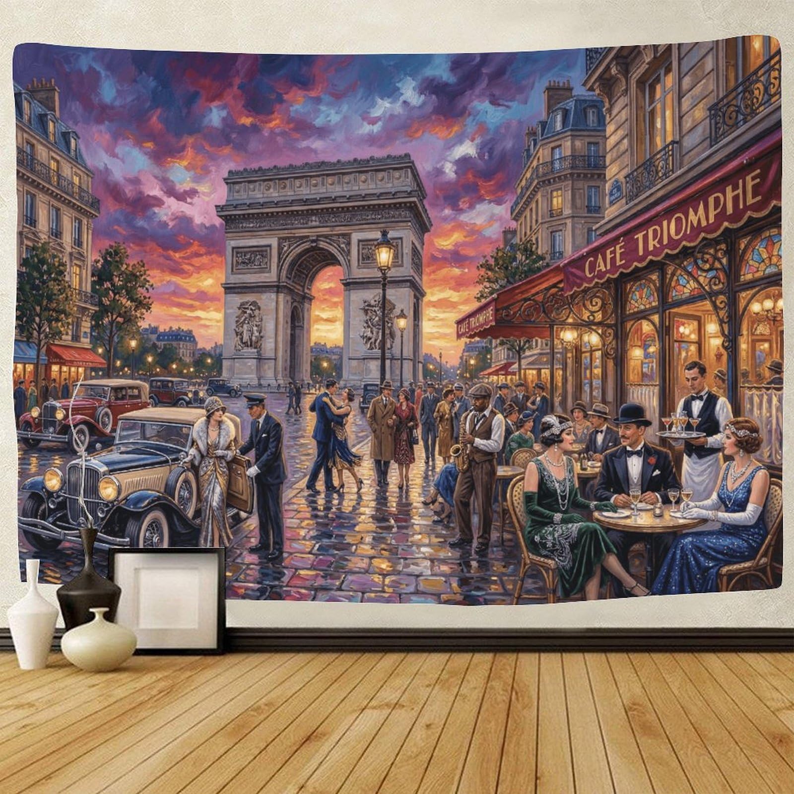 GPMNBCXZK Arc De Triomphe Tapestry for Bedroom 3D Print Wall Hanging Decor Impressionist Tapestries Poster Home Decoration Bedroom Dorm 70cmx100cm