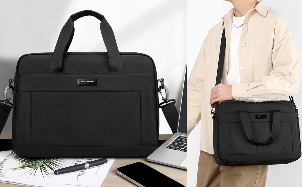 Maletín para portátil 14 pulgadas negro impermeable y ligero miniatura 7