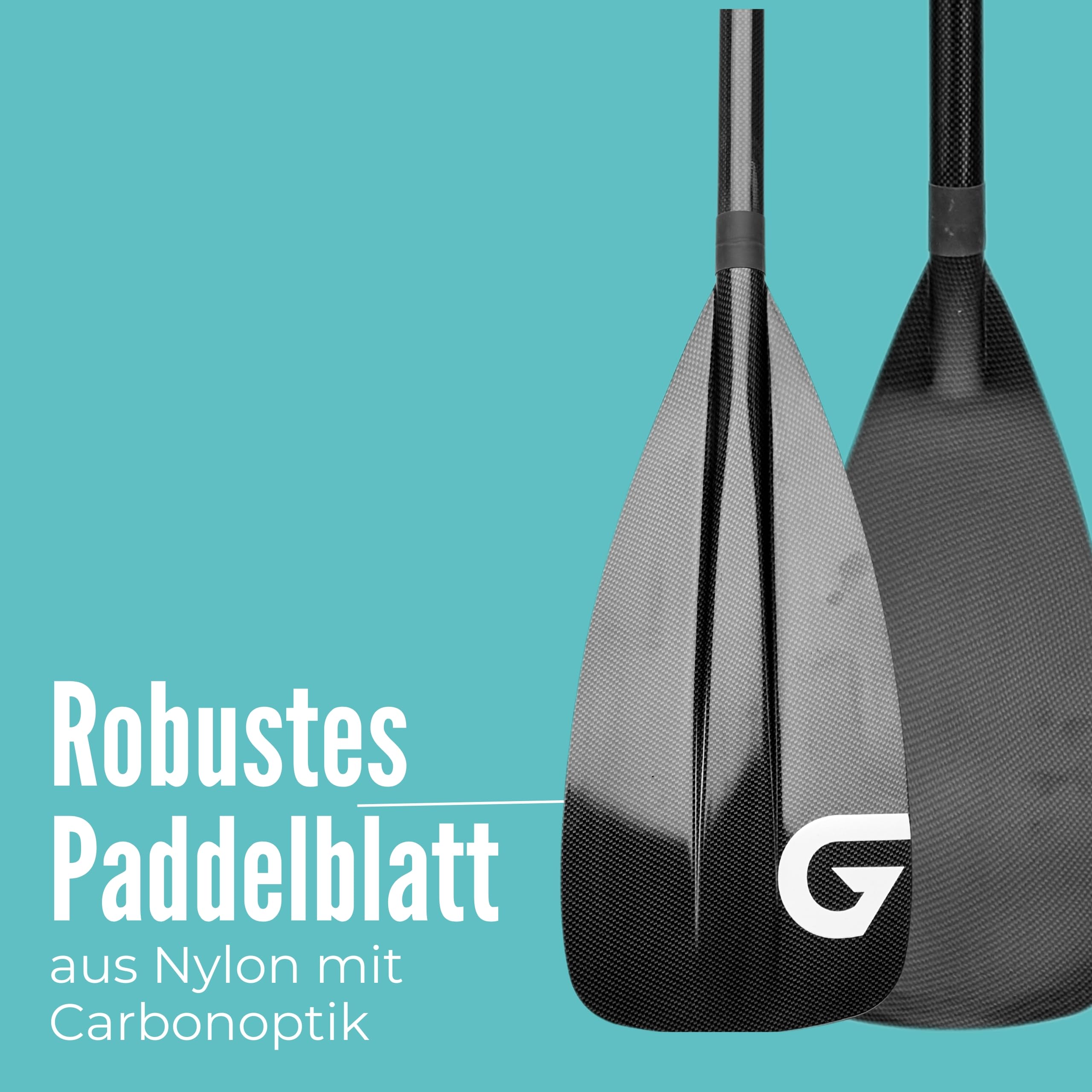 Glory Boards® VOLLCARBON SUP Paddel – 100% Carbon – Länge verstellbar 180-215cm – nur 760 Gramm - 3-teiliges Stand up Paddle - Ideal für Einsteiger - Damen und Herren
