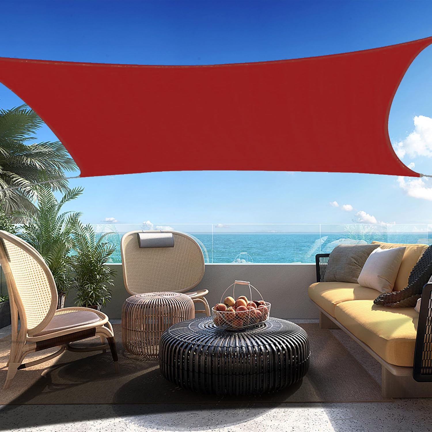 Custom Size 9' x 14' Red Rectangle Sun Shade Sail SSP1620 Canopy Durable Fabric UV Block Awning, We Make Custom Sizes