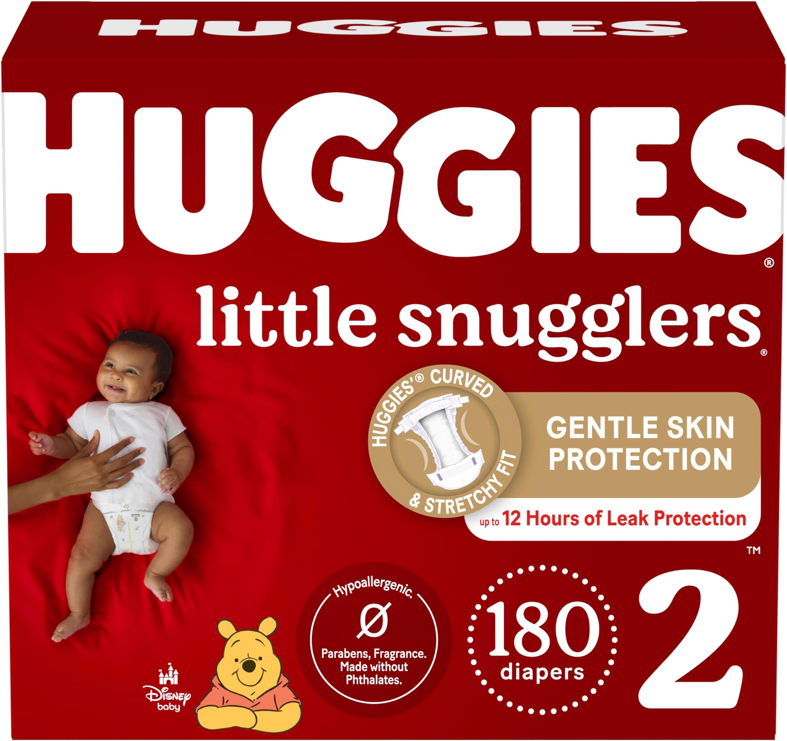Little Snugglers Baby Diapers, Size 2 (12-18 lbs), 180 Ct