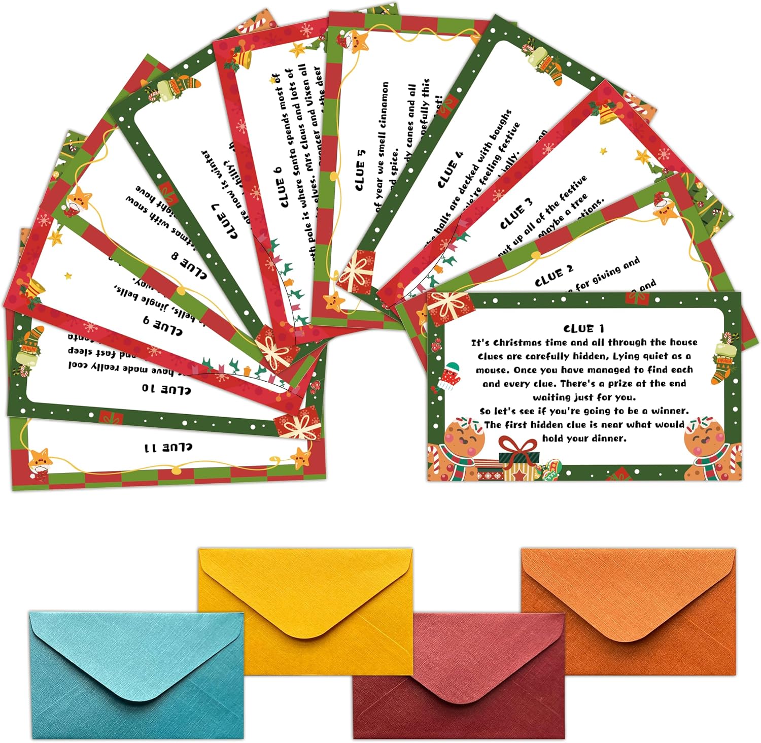 Christmas Scavenger Hunt Games, Xmas Treasure Hunt Clues Cards, Winter Party Games for Family Friend Groups, Holiday Party Decorations Supplies Favors, 08