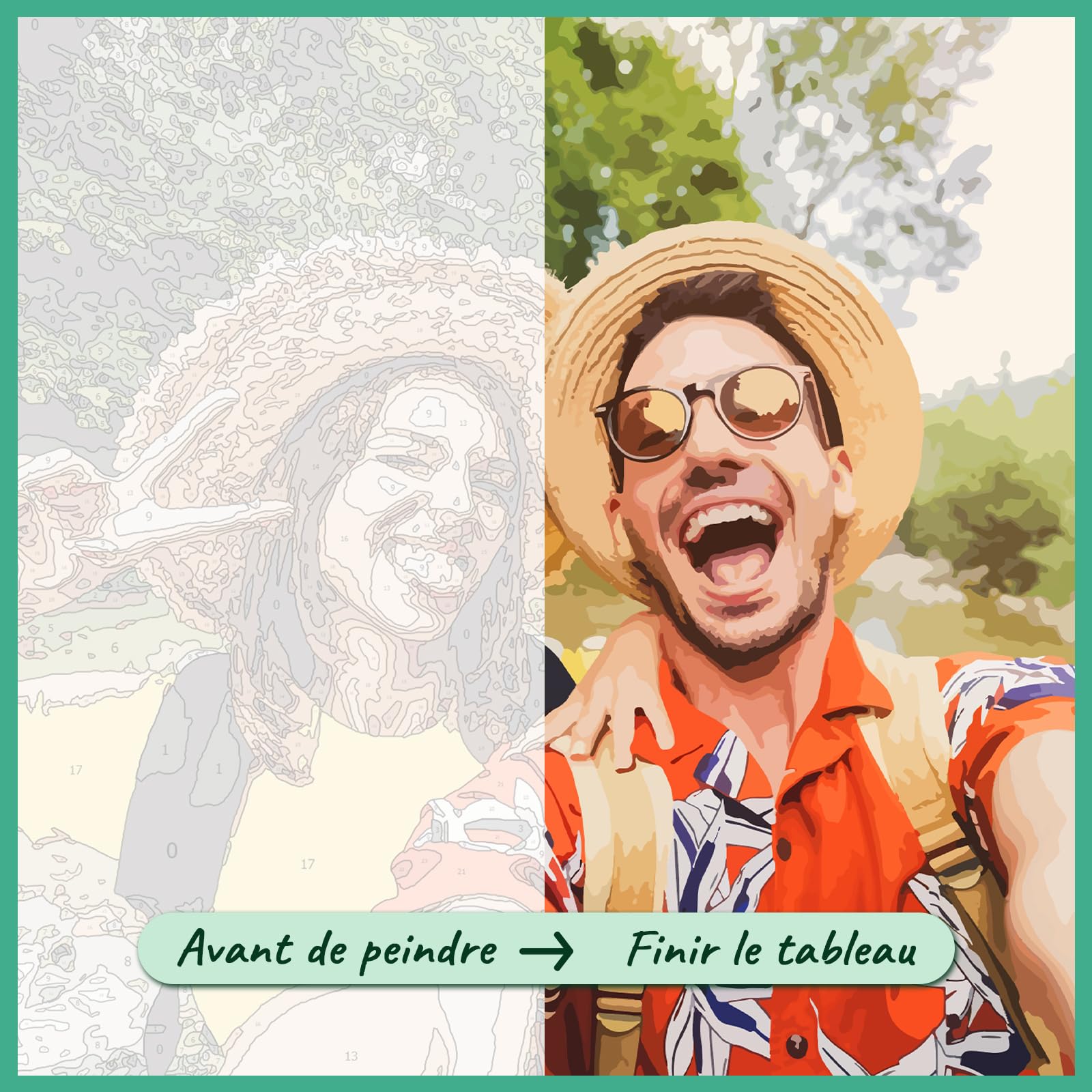 UM UPMALL Personnalisée Peinture par Numéro Adulte, Kit Peinture Numéro Adulte Personnalisé, Faites Votre Propre Photo, Avec Peintures et Pinceaux/DIY Décoration De Maison/Différentes Tailles