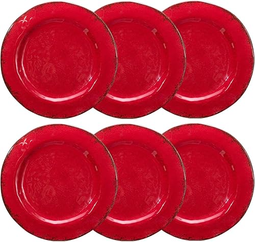 Miniatura 2 de LEHAHA Platos de melamina, platos de melamina rústicos para exteriores, juego de 6, 11 pulgadas, platos grandes de postre para interiores y